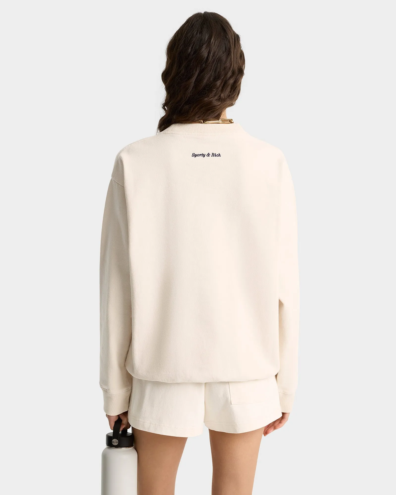 Eden Crest Crewneck - Cream/Navy sold by Sporty and Rich product image thumbnail 5