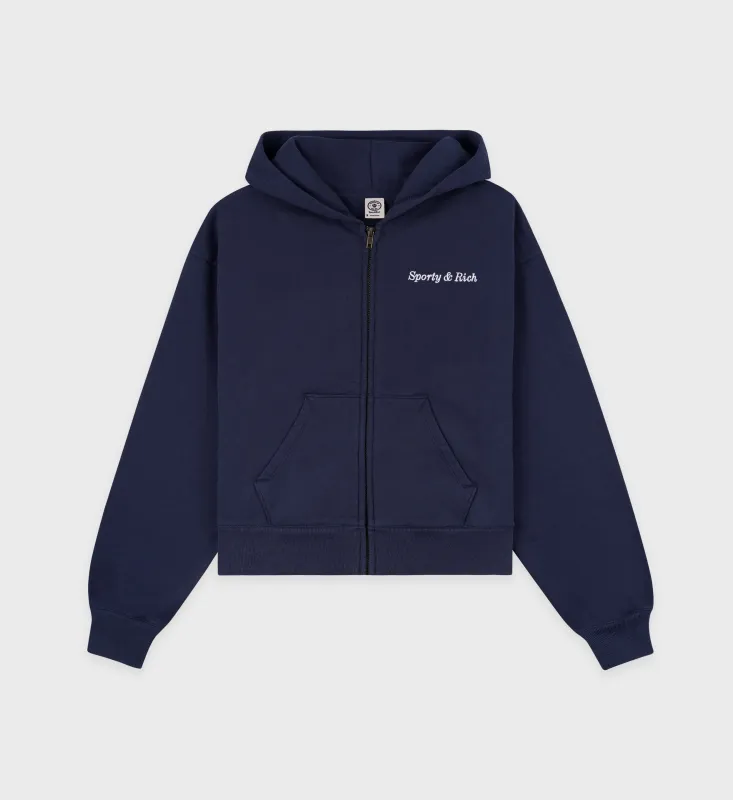 Health Ivy Velour Zipped Hoodie - Sky Blue/White | Parallel