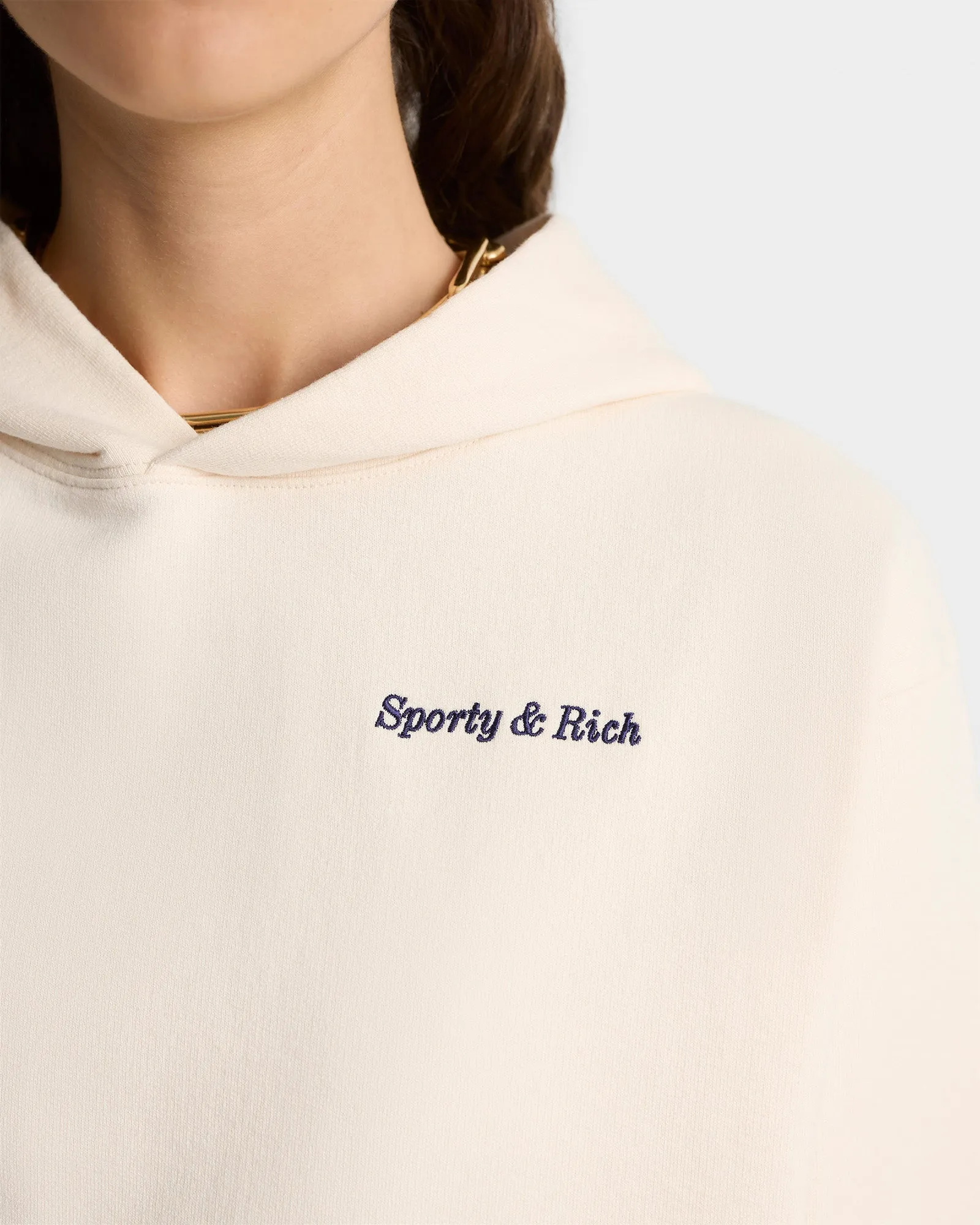 Eden Crest Hoodie - Cream/Navy sold by Sporty and Rich product image thumbnail 5