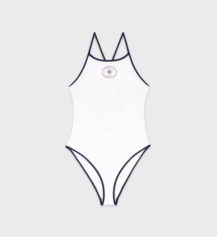Eden Crest One Piece Swimsuit - White/Navy sold by Sporty and Rich