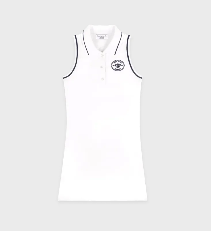 Eden Crest Pique Polo Dress - White/Navy sold by Sporty and Rich