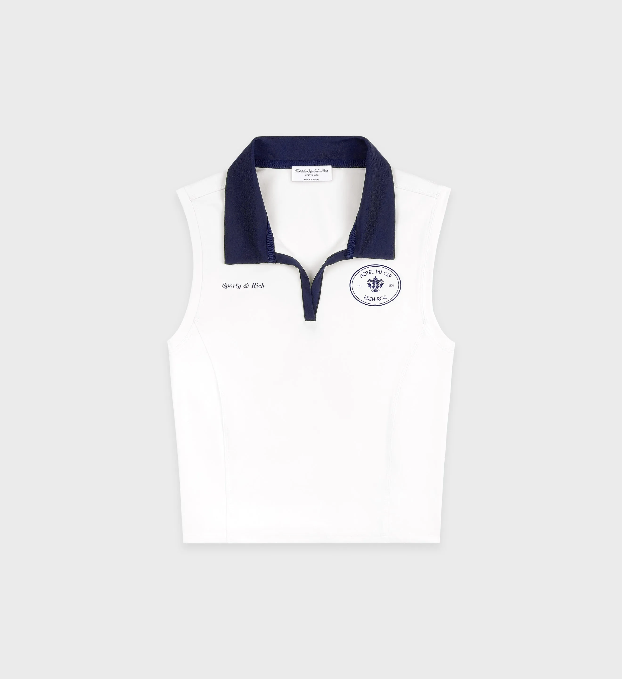 Eden Crest Sports Polo Vest - White/Navy sold by Sporty and Rich