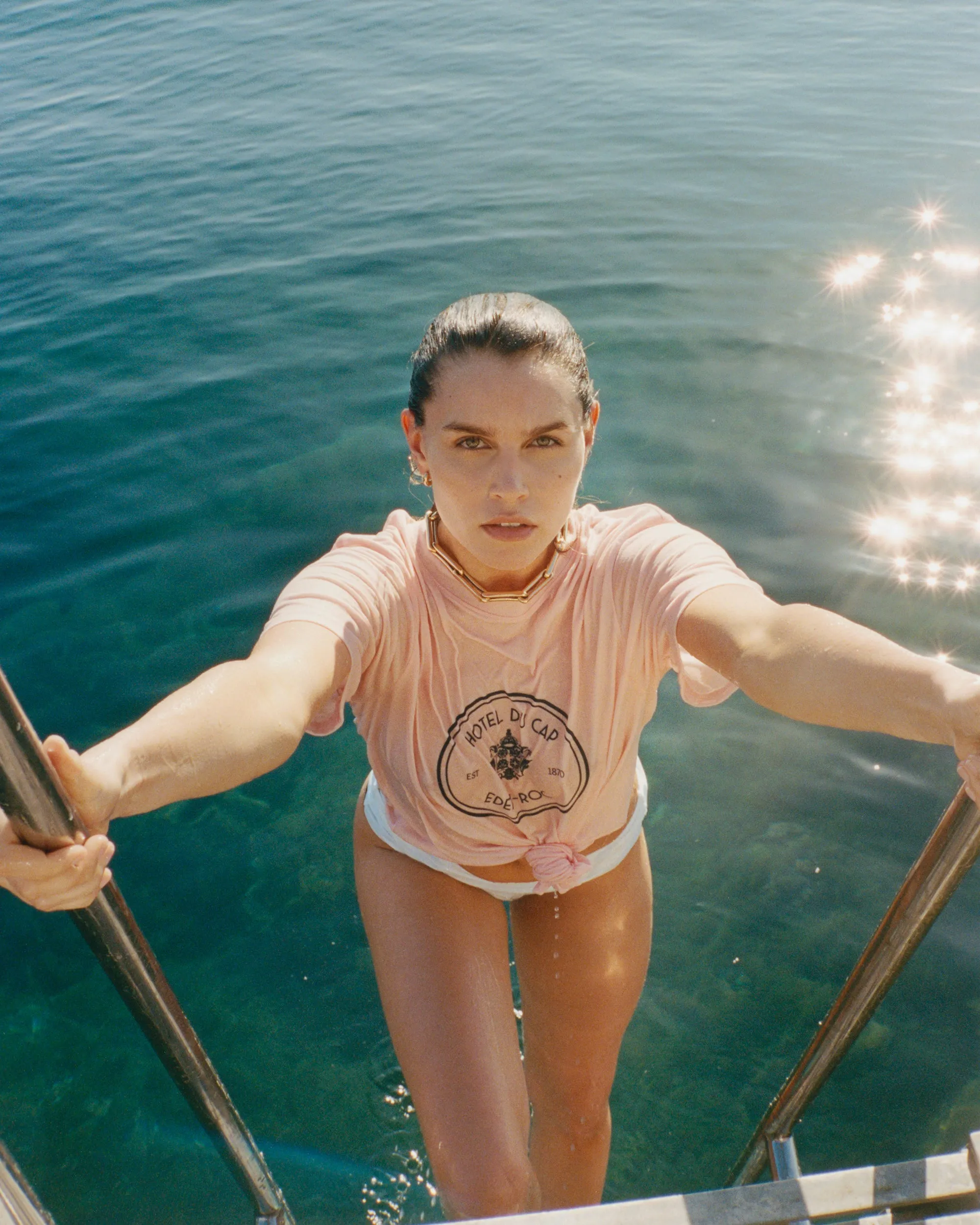 Eden Crest T-Shirt - Pink Dolphin/Navy sold by Sporty and Rich product image thumbnail 2