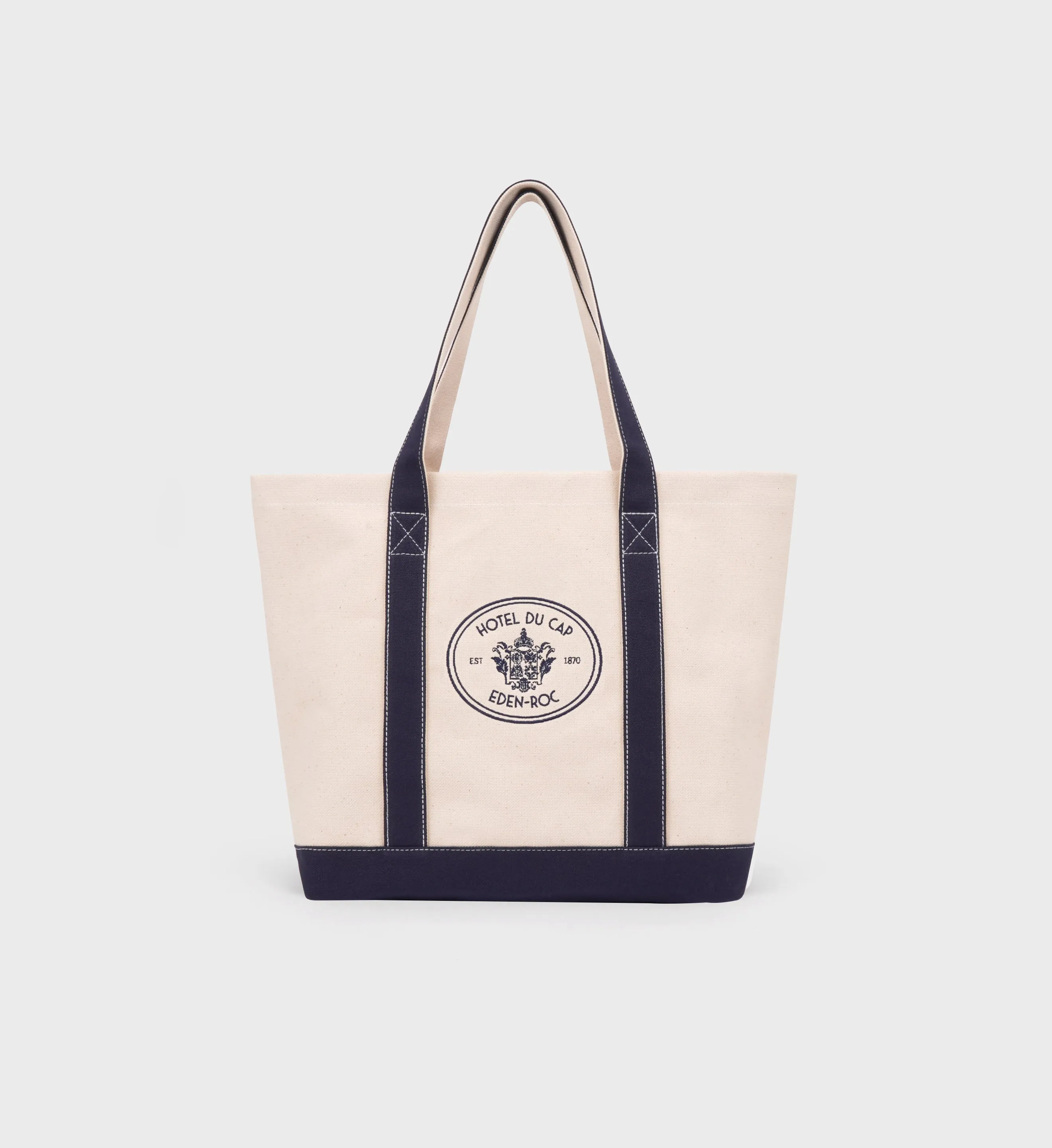 Eden Crest Two Tone Tote - Natural/Navy sold by Sporty and Rich