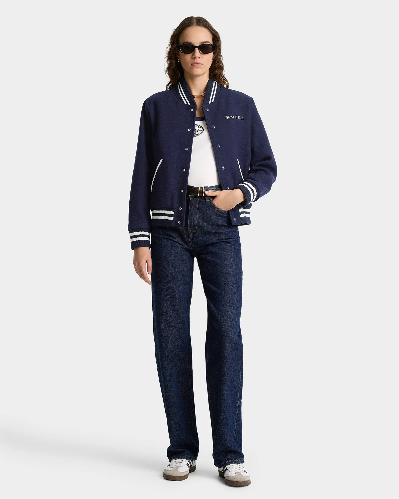 Eden Crest Varsity Jacket Women - Navy/White sold by Sporty and Rich product image thumbnail 3