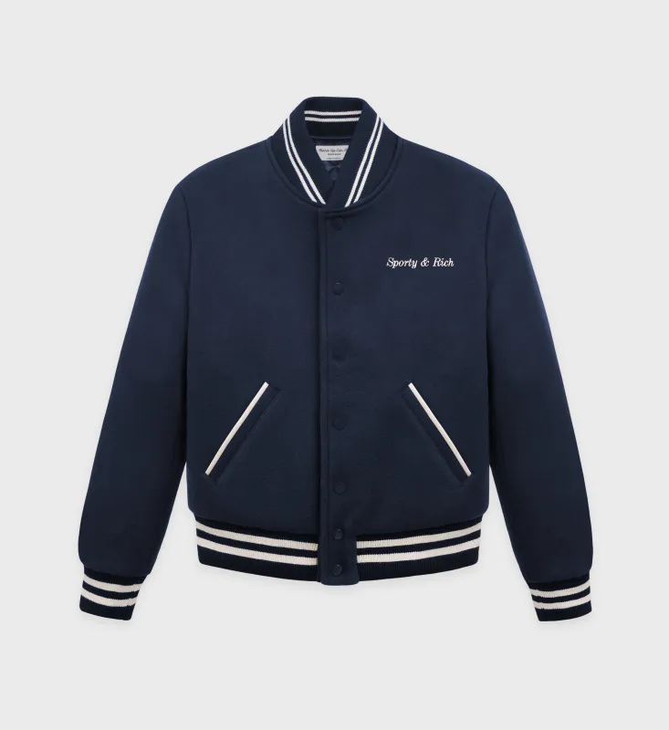 Eden Crest Varsity Jacket Women - Navy/White sold by Sporty and Rich