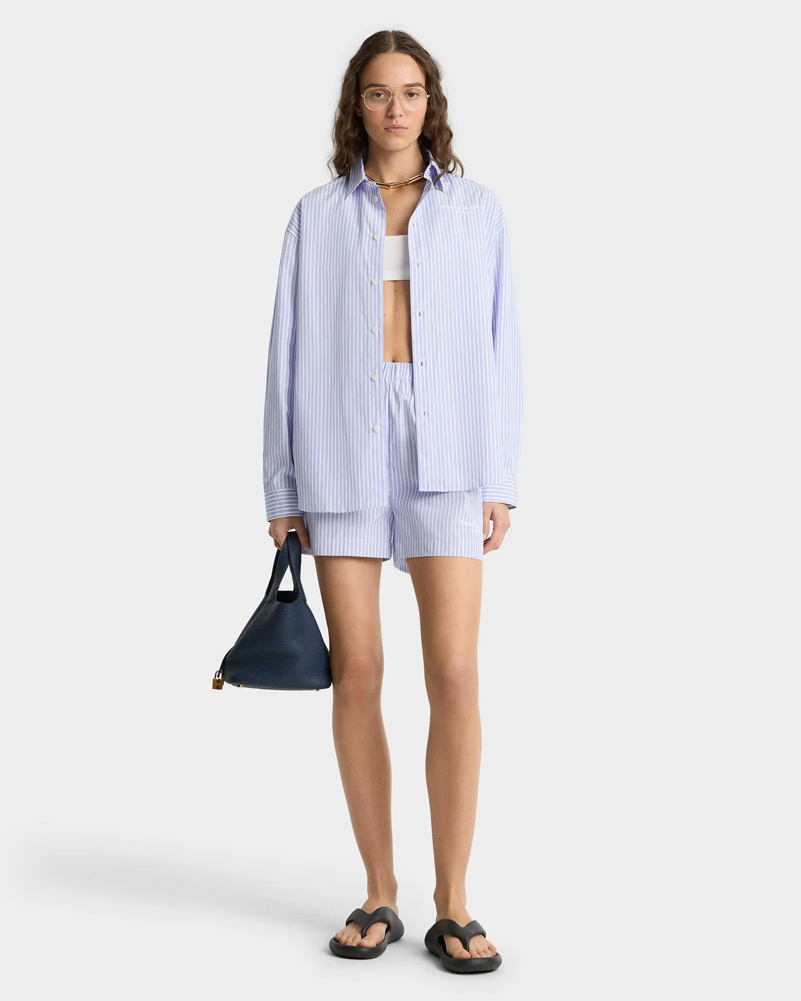 Eden Script Oversized Shirt - Blue/White Stripe sold by Sporty and Rich product image thumbnail 3