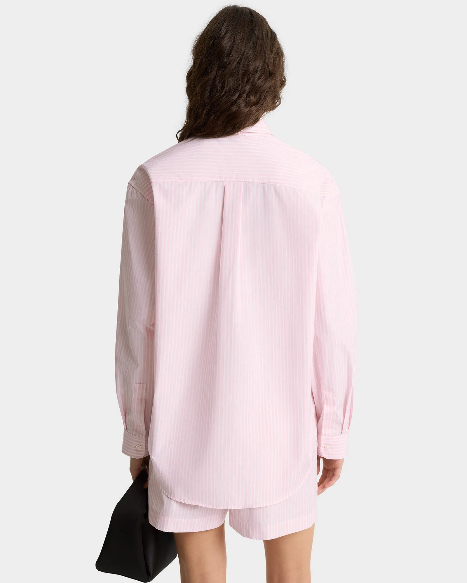 Eden Script Oversized Shirt - Pink/White Thin Stripe sold by Sporty and Rich product image thumbnail 5