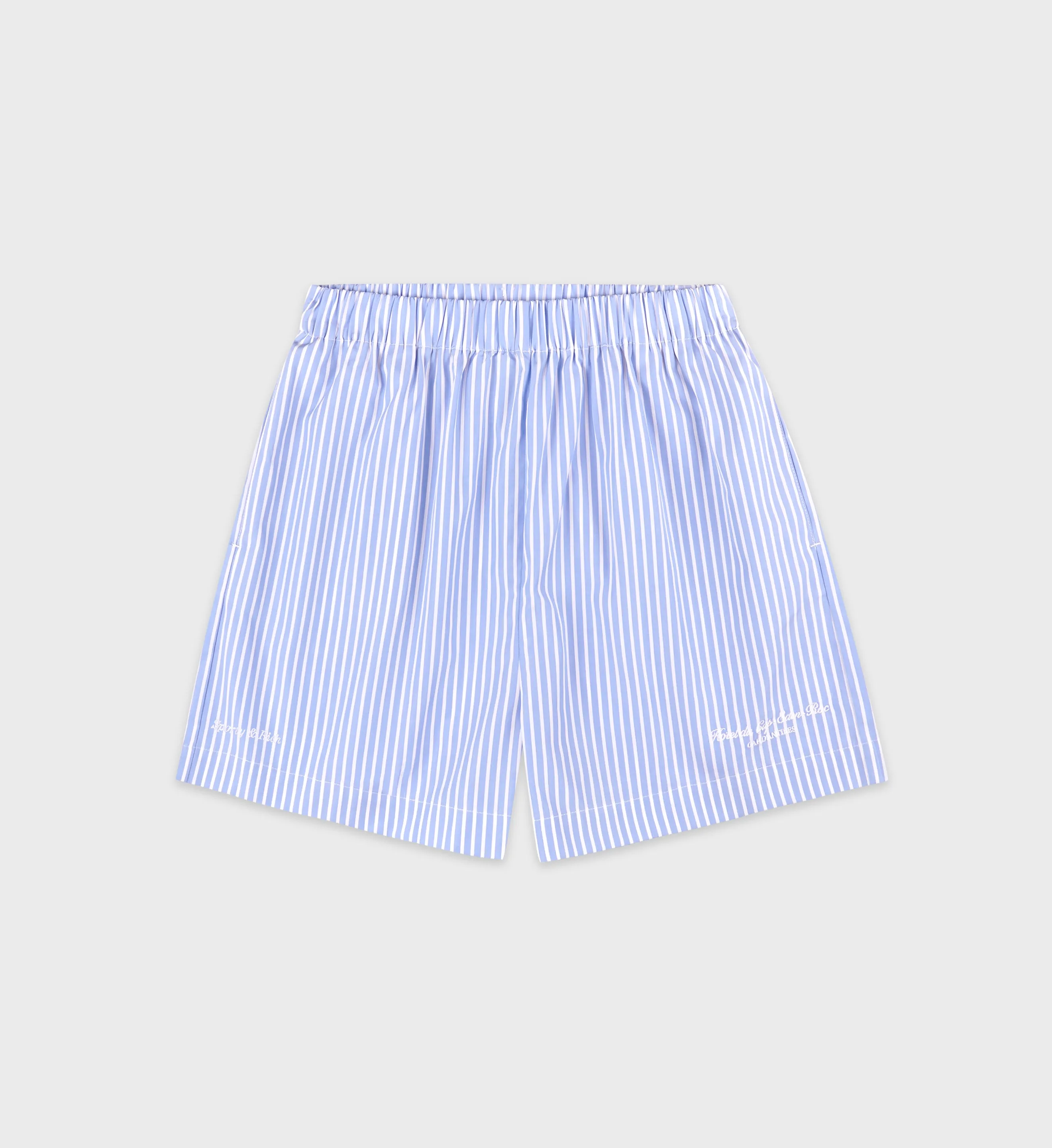 Eden Script Poplin Short - Blue/White Stripe sold by Sporty and Rich