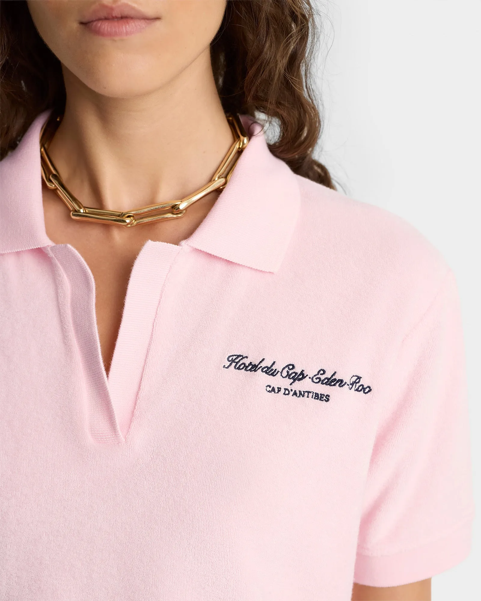 Eden Script Terry Polo Women - Pink Dolphin/Navy sold by Sporty and Rich product image thumbnail 3