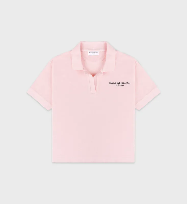 Eden Script Terry Polo Women - Pink Dolphin/Navy sold by Sporty and Rich