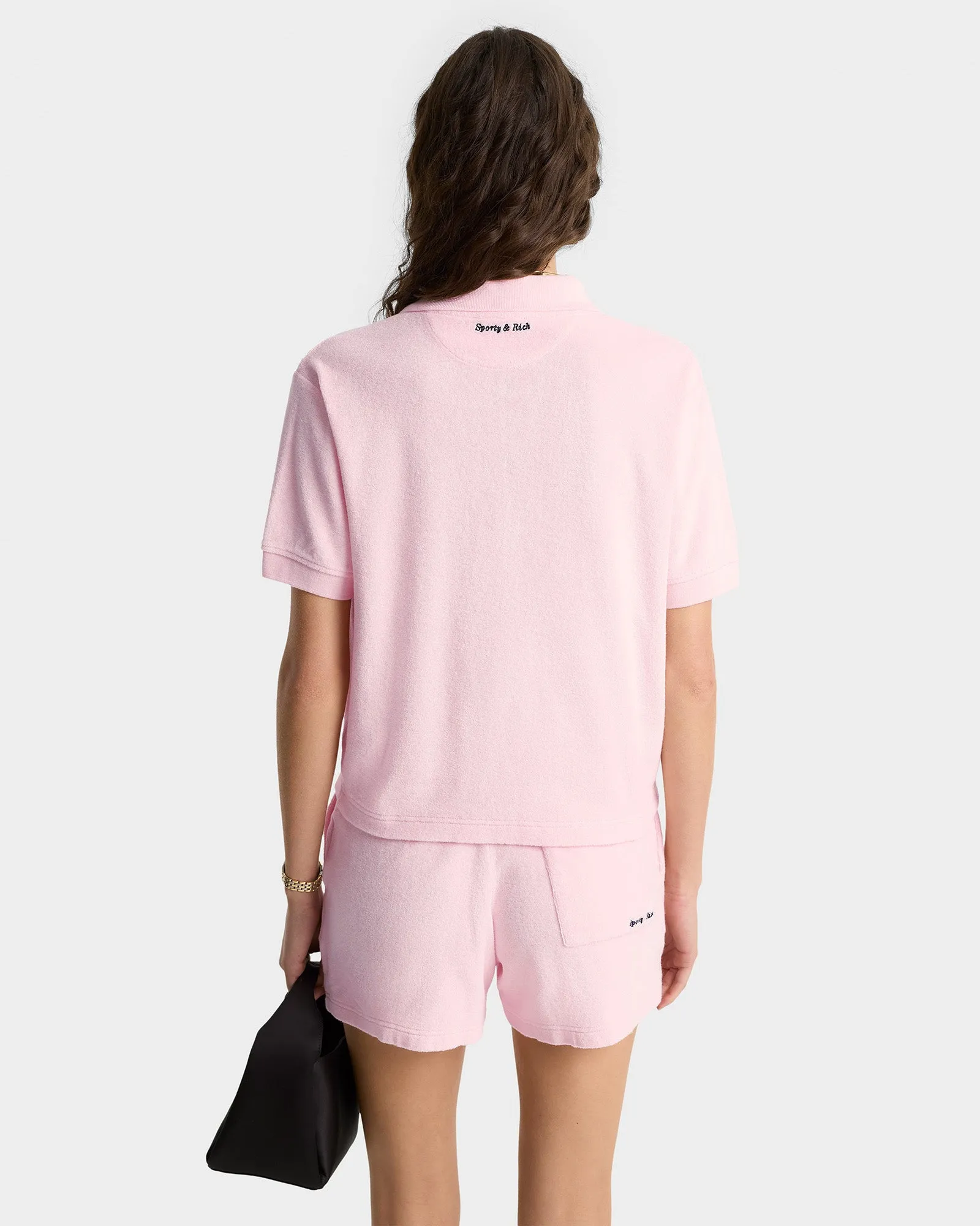 Eden Script Terry Polo Women - Pink Dolphin/Navy sold by Sporty and Rich product image thumbnail 4