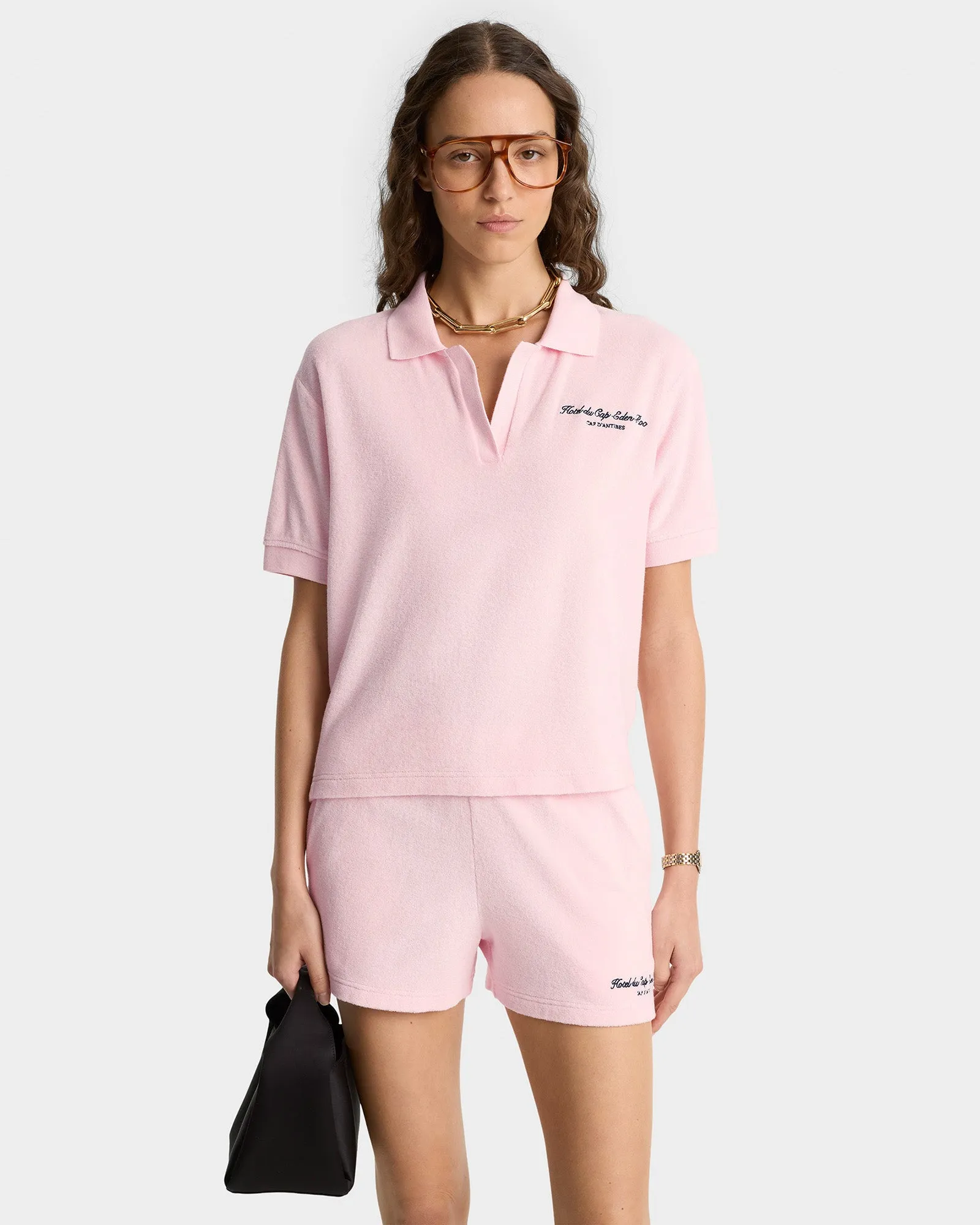 Eden Script Terry Polo Women - Pink Dolphin/Navy sold by Sporty and Rich product image thumbnail 2