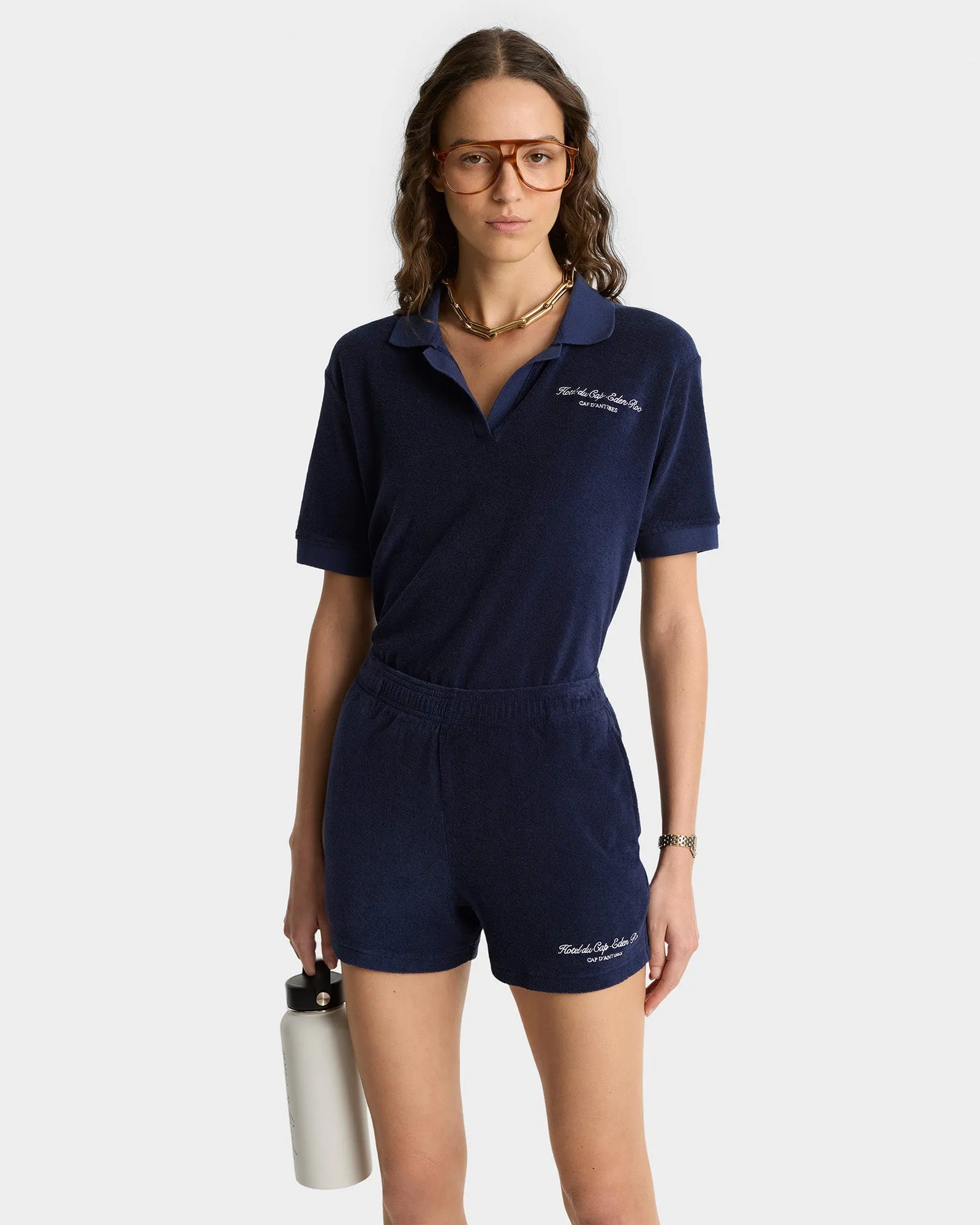 Eden Script Terry Short - Navy/White sold by Sporty and Rich product image thumbnail 2