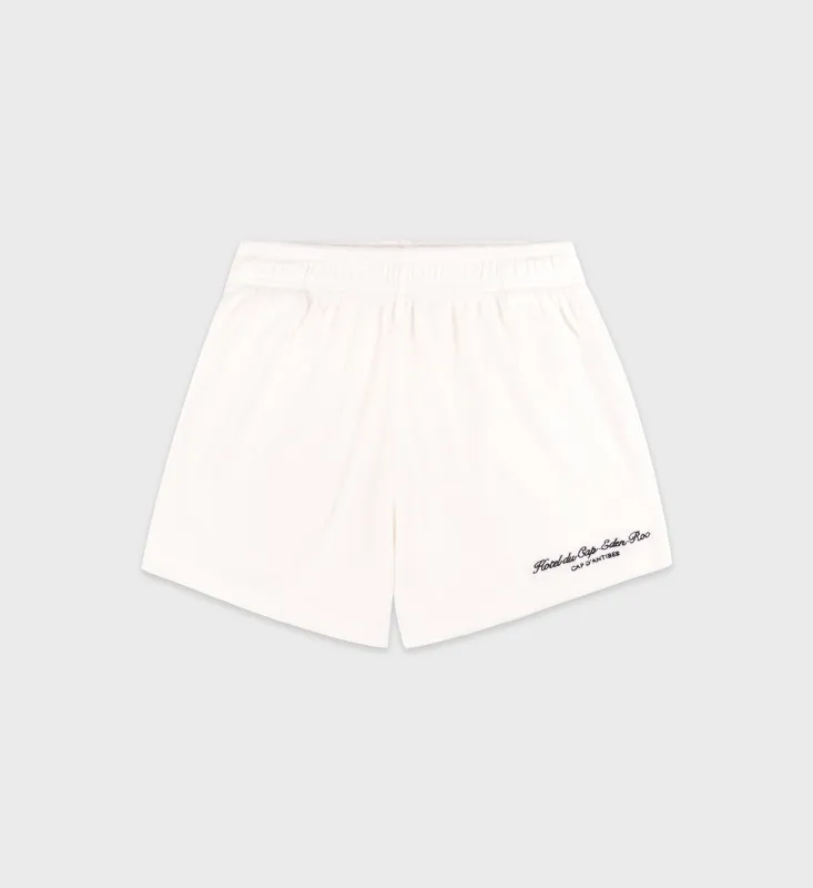 Eden Script Terry Short - White/Navy sold by Sporty and Rich