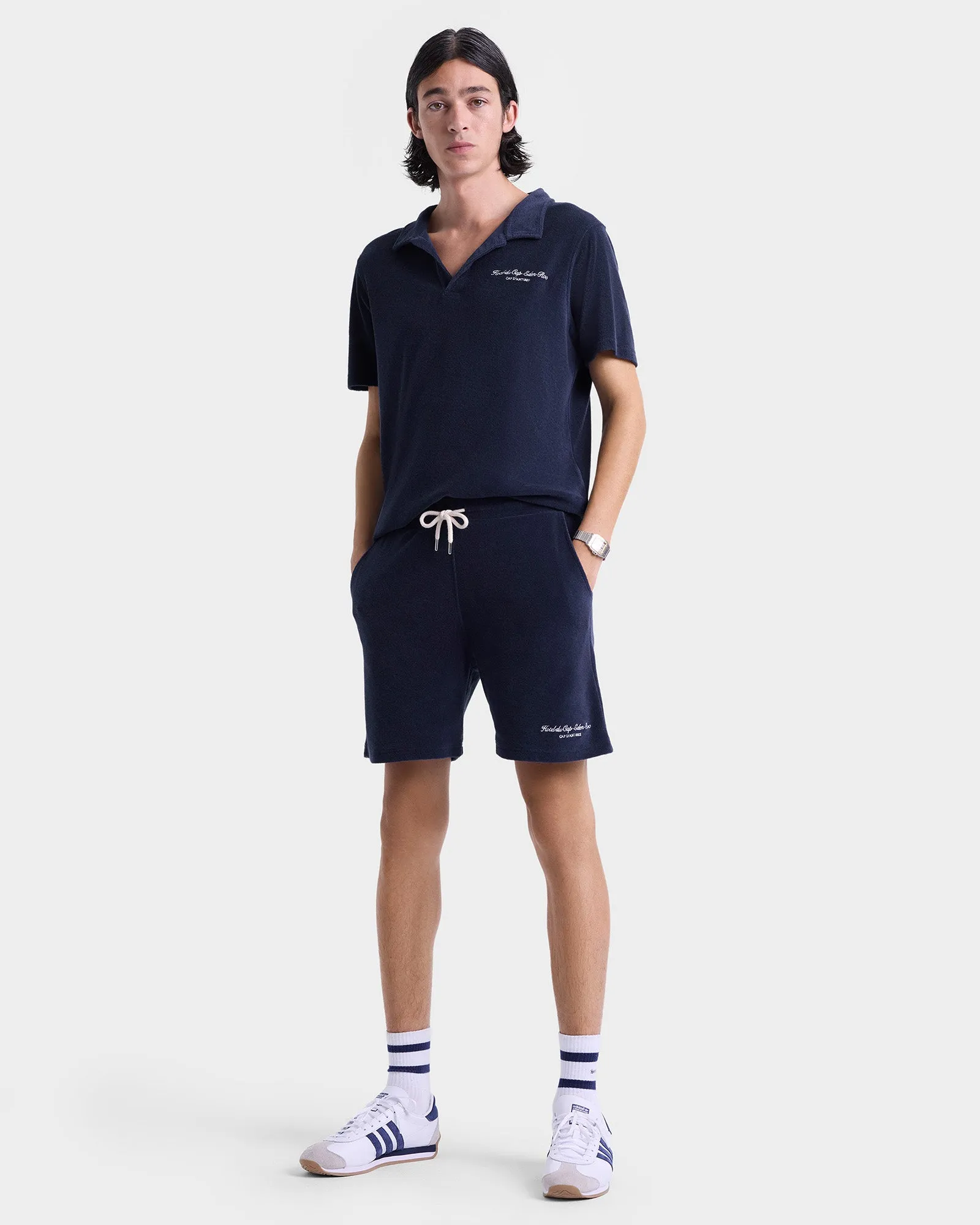 Eden Script Terry Short - Navy/White sold by Sporty and Rich product image thumbnail 2