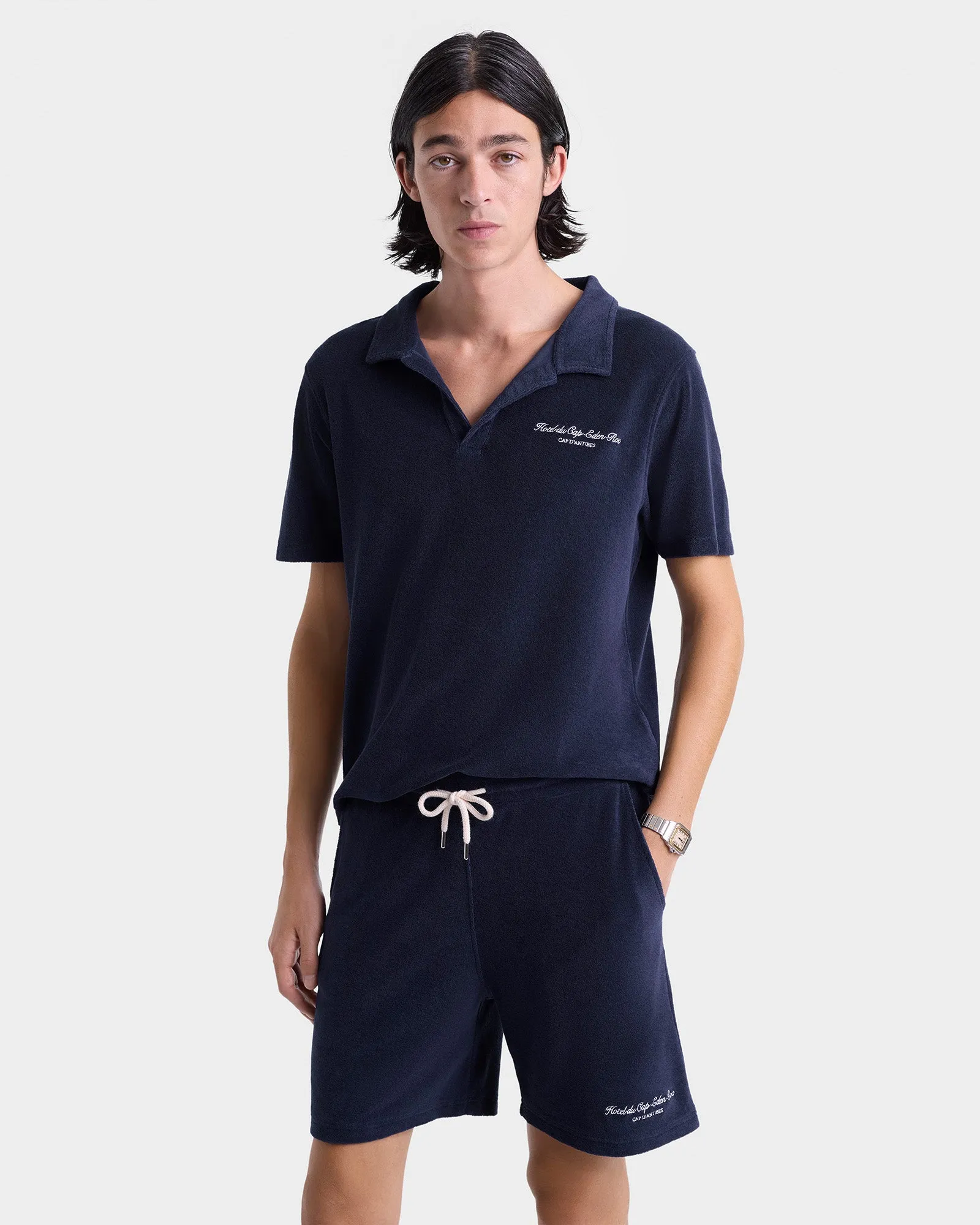 Eden Script Terry Short - Navy/White sold by Sporty and Rich product image thumbnail 3