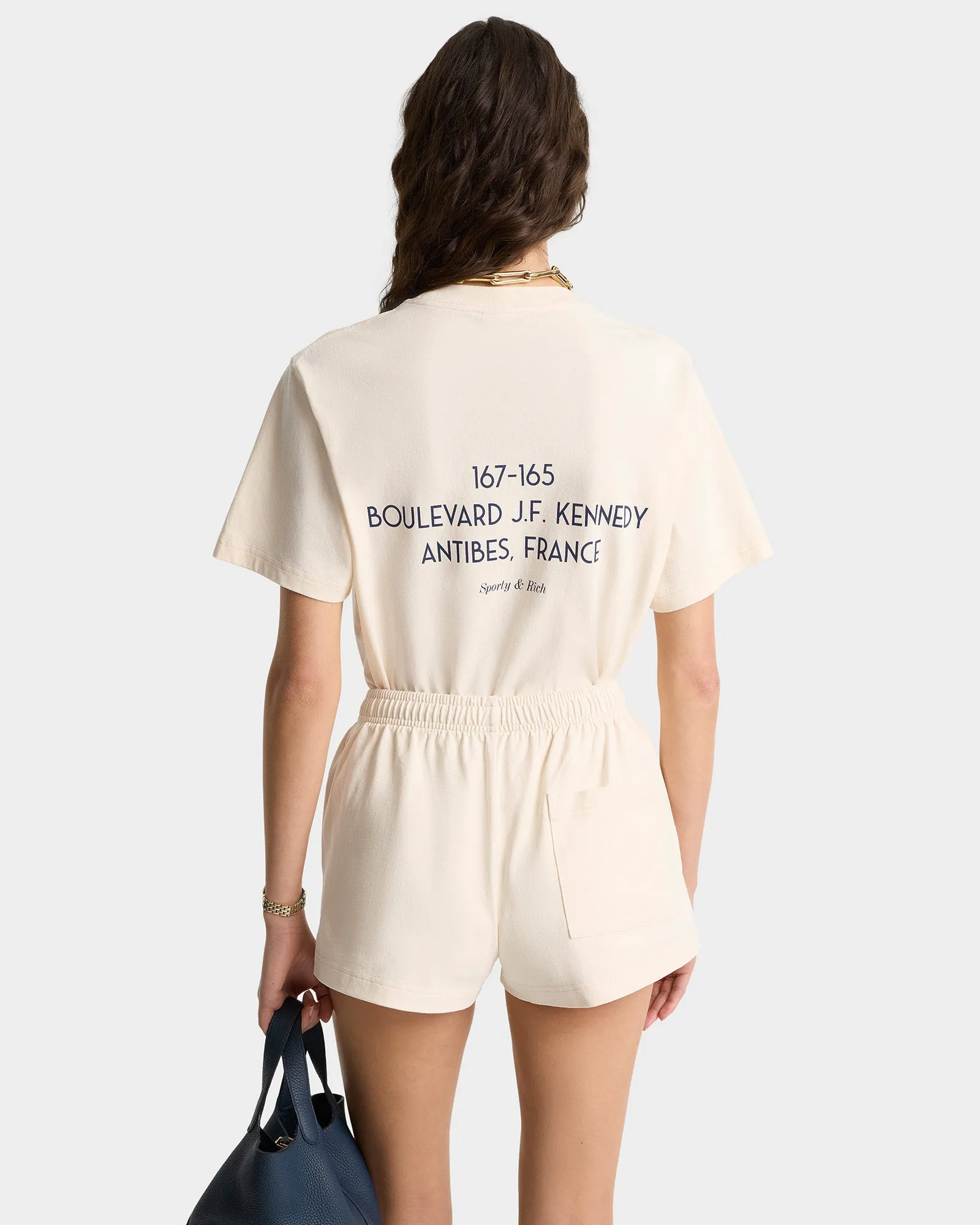 Kennedy Crest T-Shirt - Cream/Navy sold by Sporty and Rich product image thumbnail 5