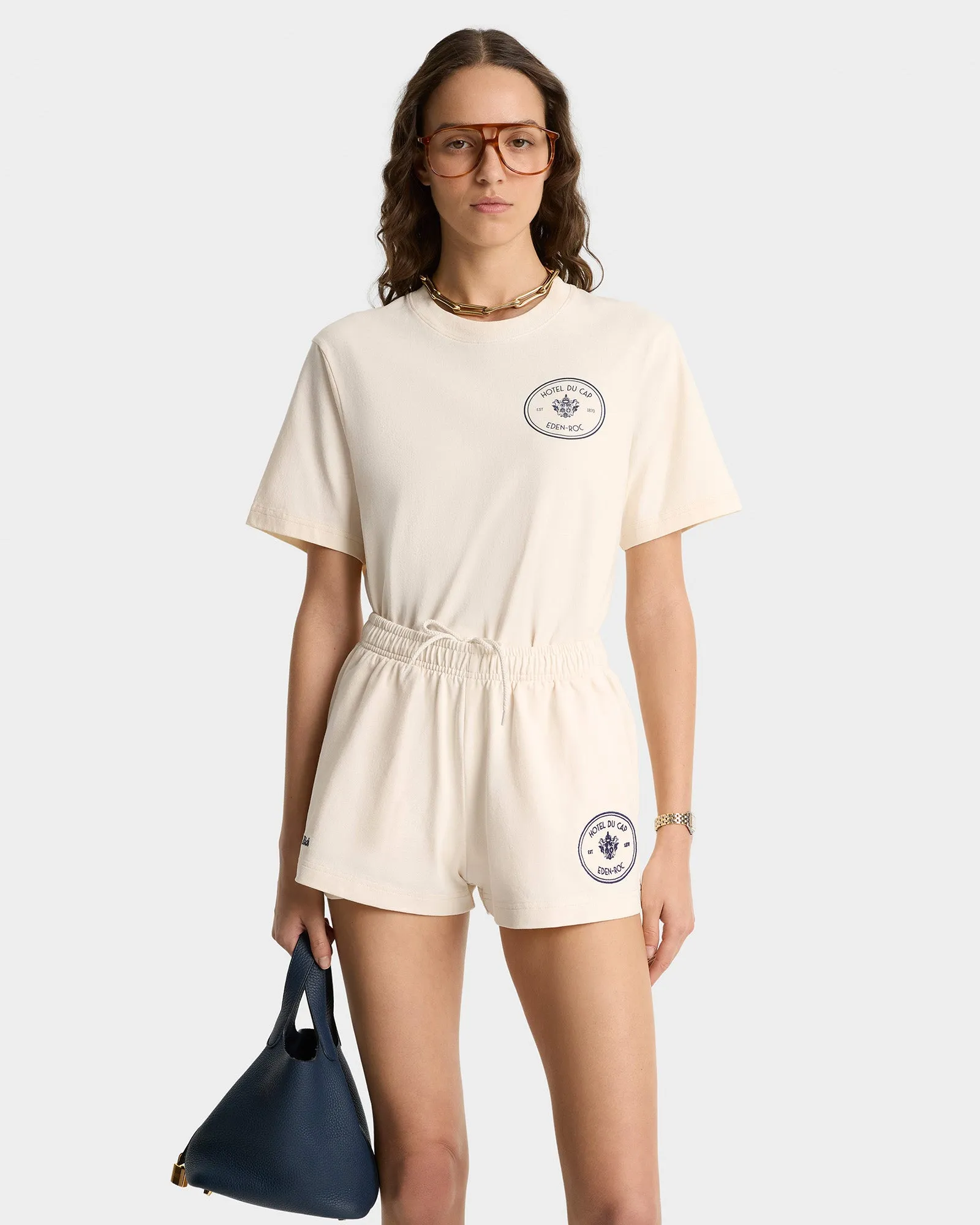 Kennedy Crest T-Shirt - Cream/Navy sold by Sporty and Rich product image thumbnail 3