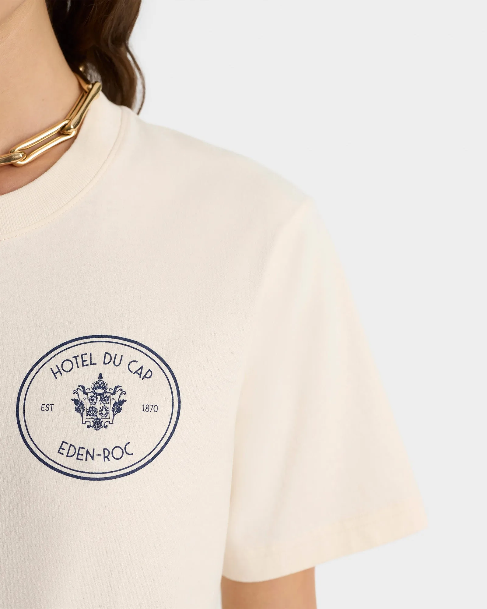 Kennedy Crest T-Shirt - Cream/Navy sold by Sporty and Rich product image thumbnail 4