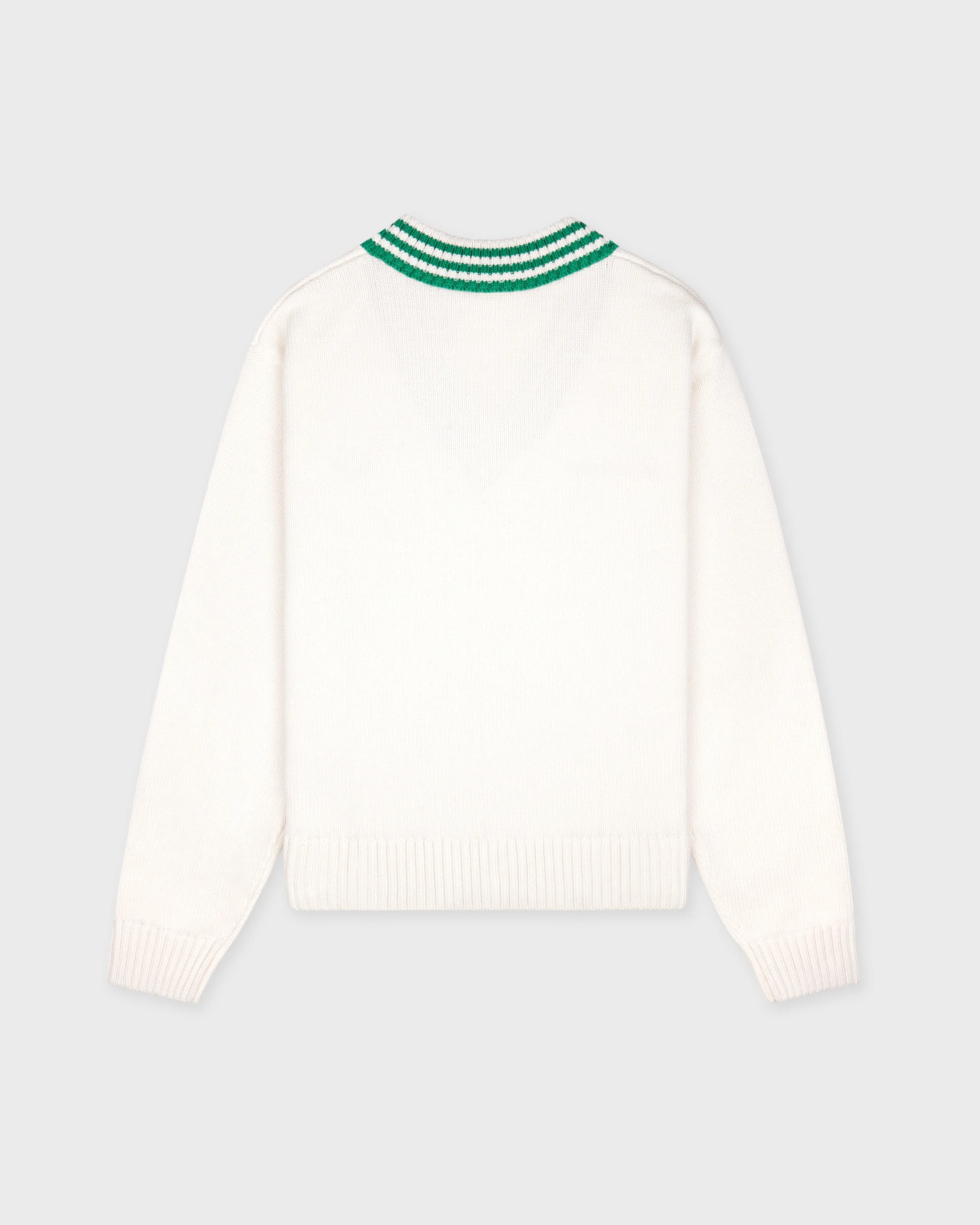 Adidas V-Neck Sweater - Off White/Court Green sold by Sporty and Rich product image thumbnail 4