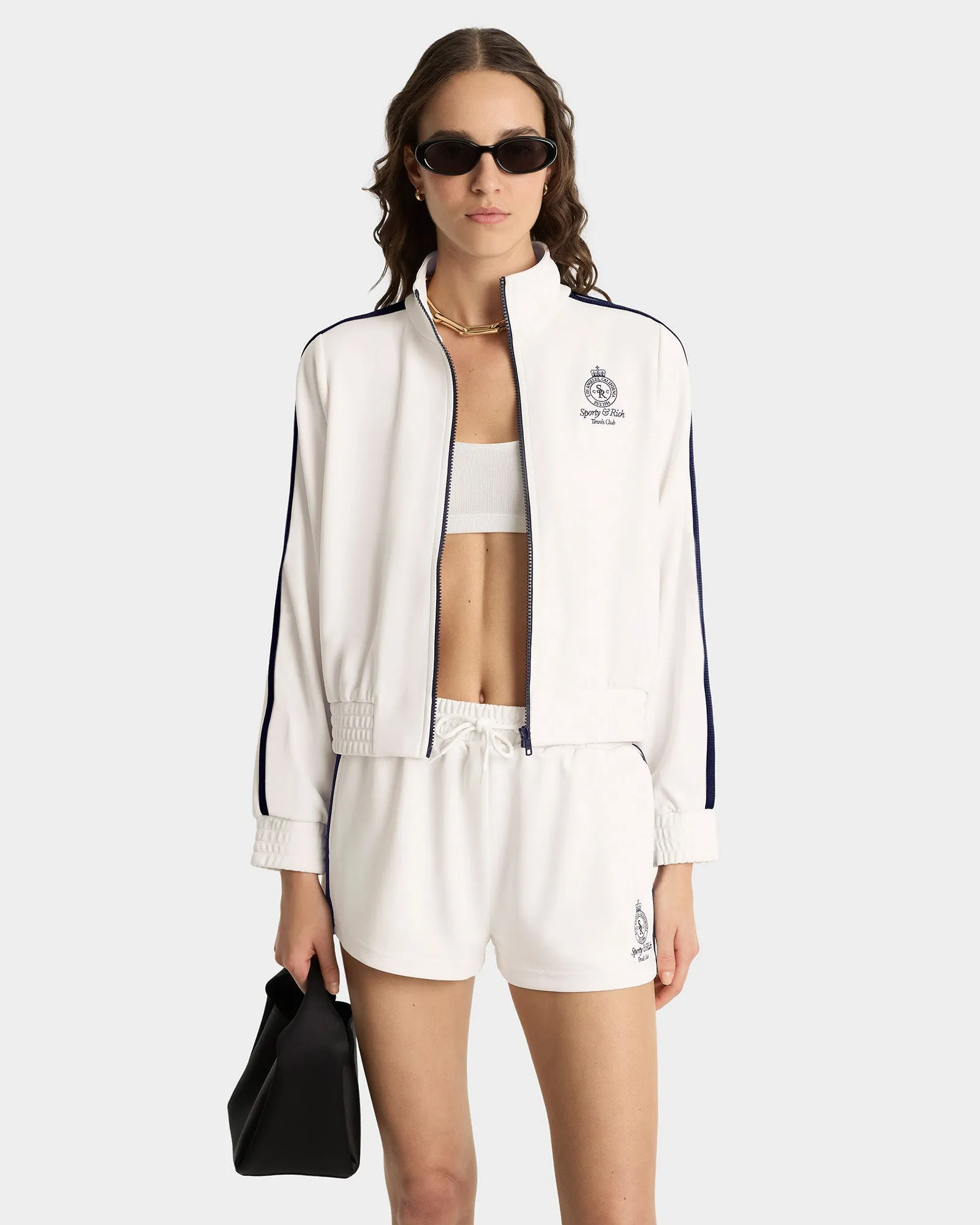 Crown Tennis Track Jacket - White/Navy sold by Sporty and Rich product image thumbnail 2