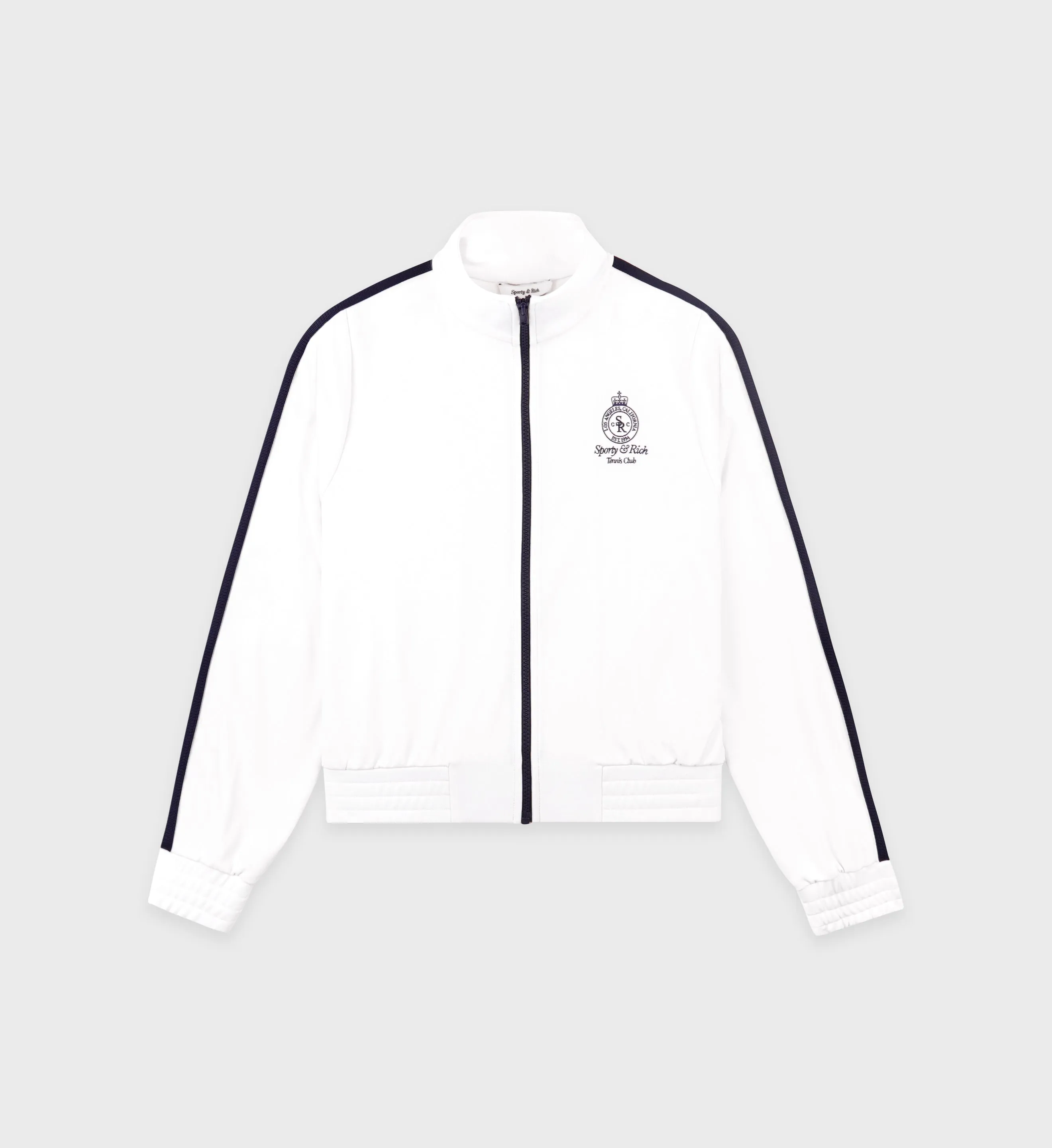 Crown Tennis Track Jacket - White/Navy sold by Sporty and Rich