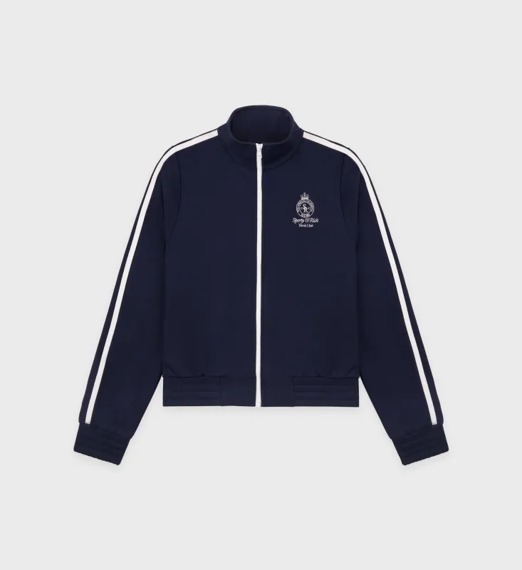 Crown Tennis Track Jacket - Navy/White sold by Sporty and Rich