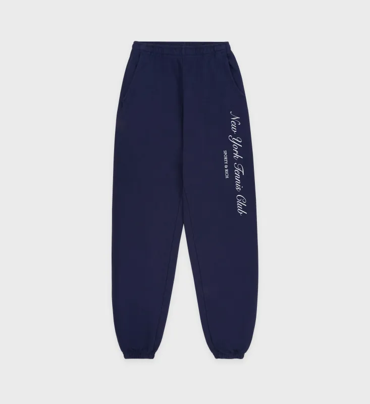 NY Tennis Club Sweatpant - Navy/White sold by Sporty and Rich