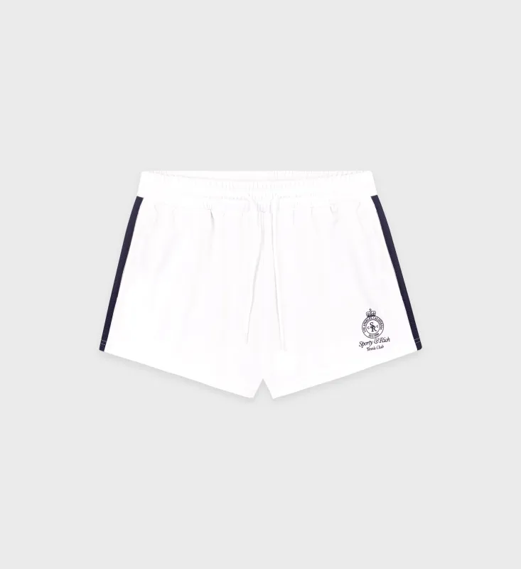 Crown Tennis Roller Short - White/Navy sold by Sporty and Rich