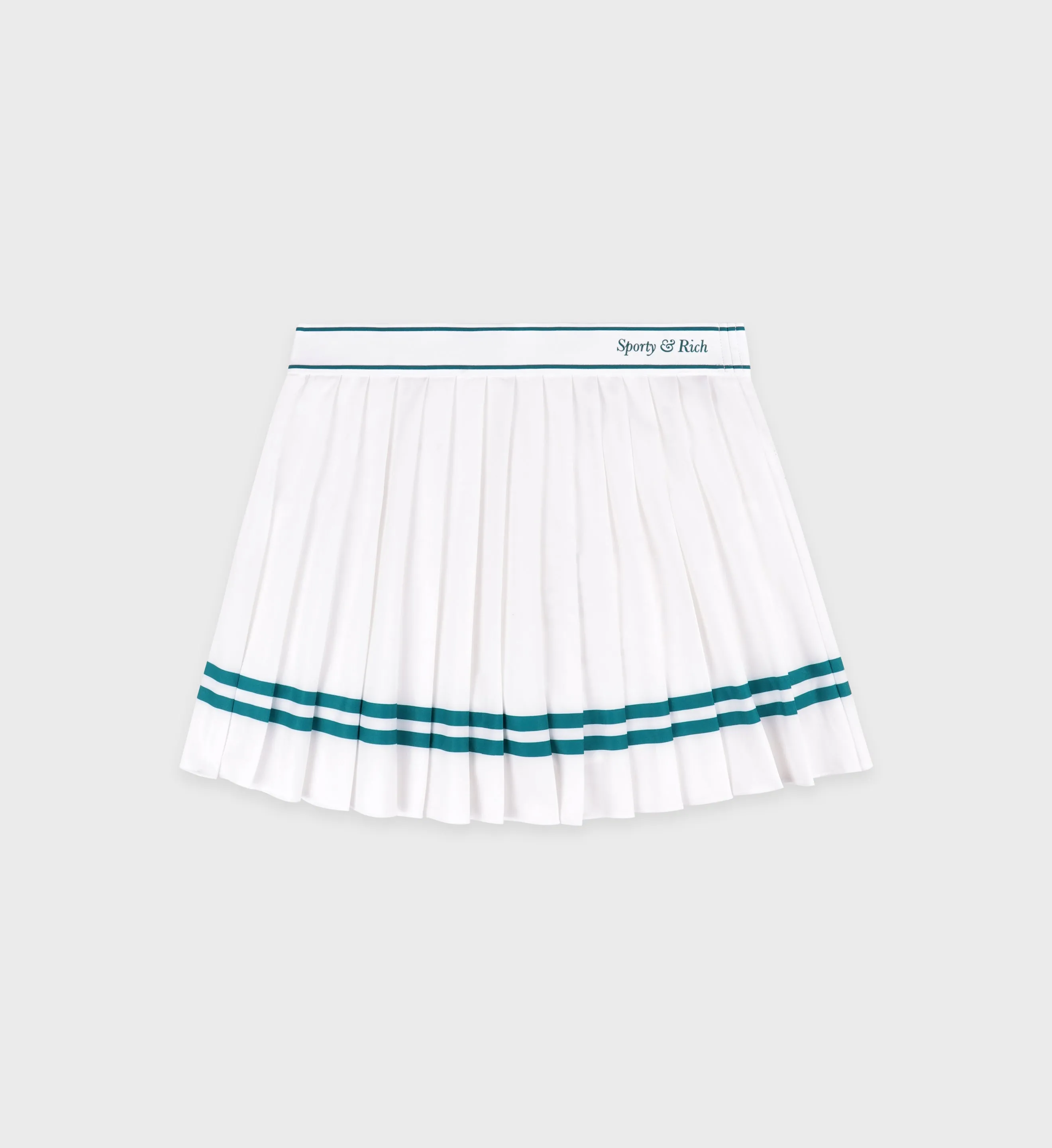 Italic Logo Pleated Skirt - White/Alpine sold by Sporty and Rich
