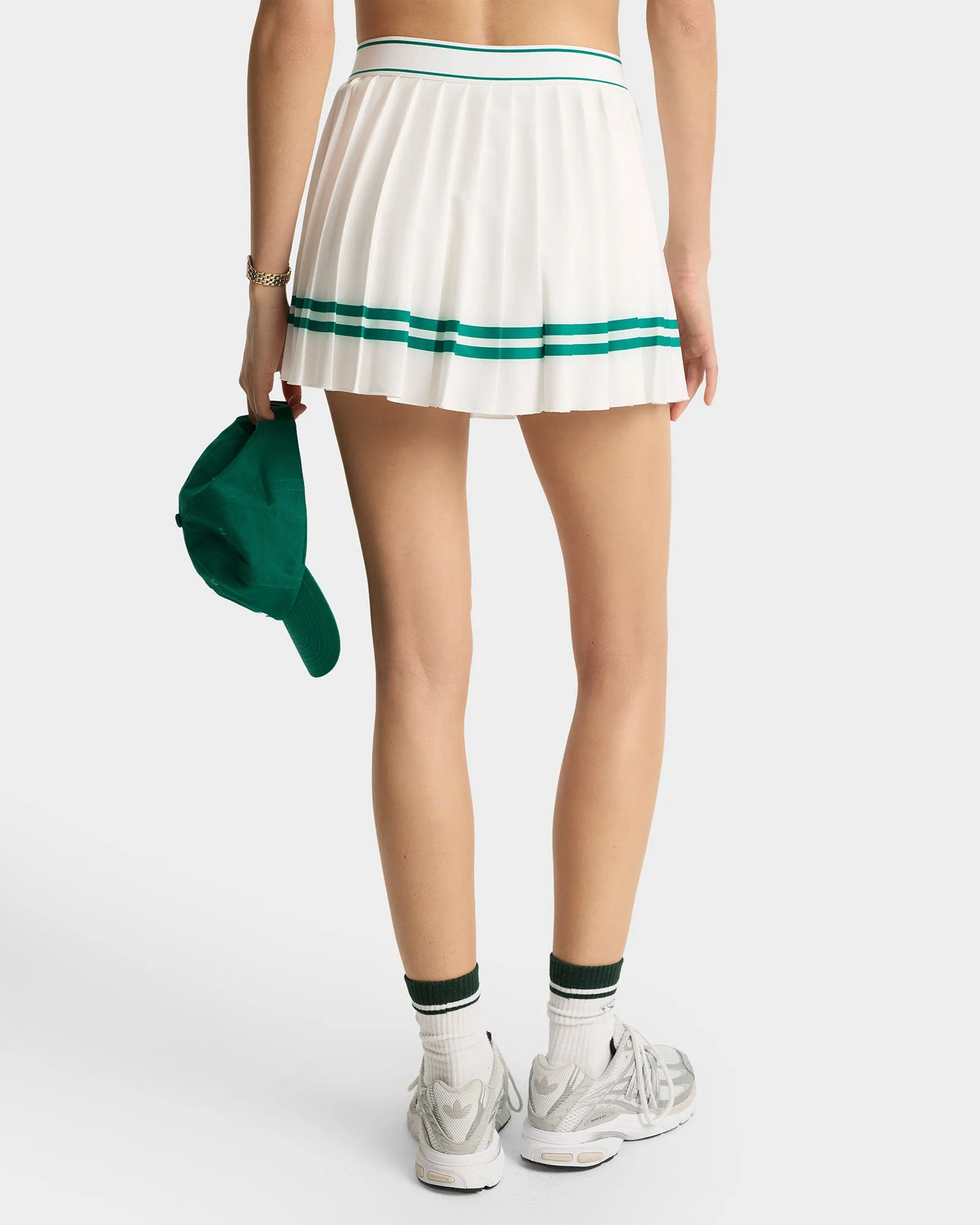 Italic Logo Pleated Skirt - White/Alpine sold by Sporty and Rich product image thumbnail 4