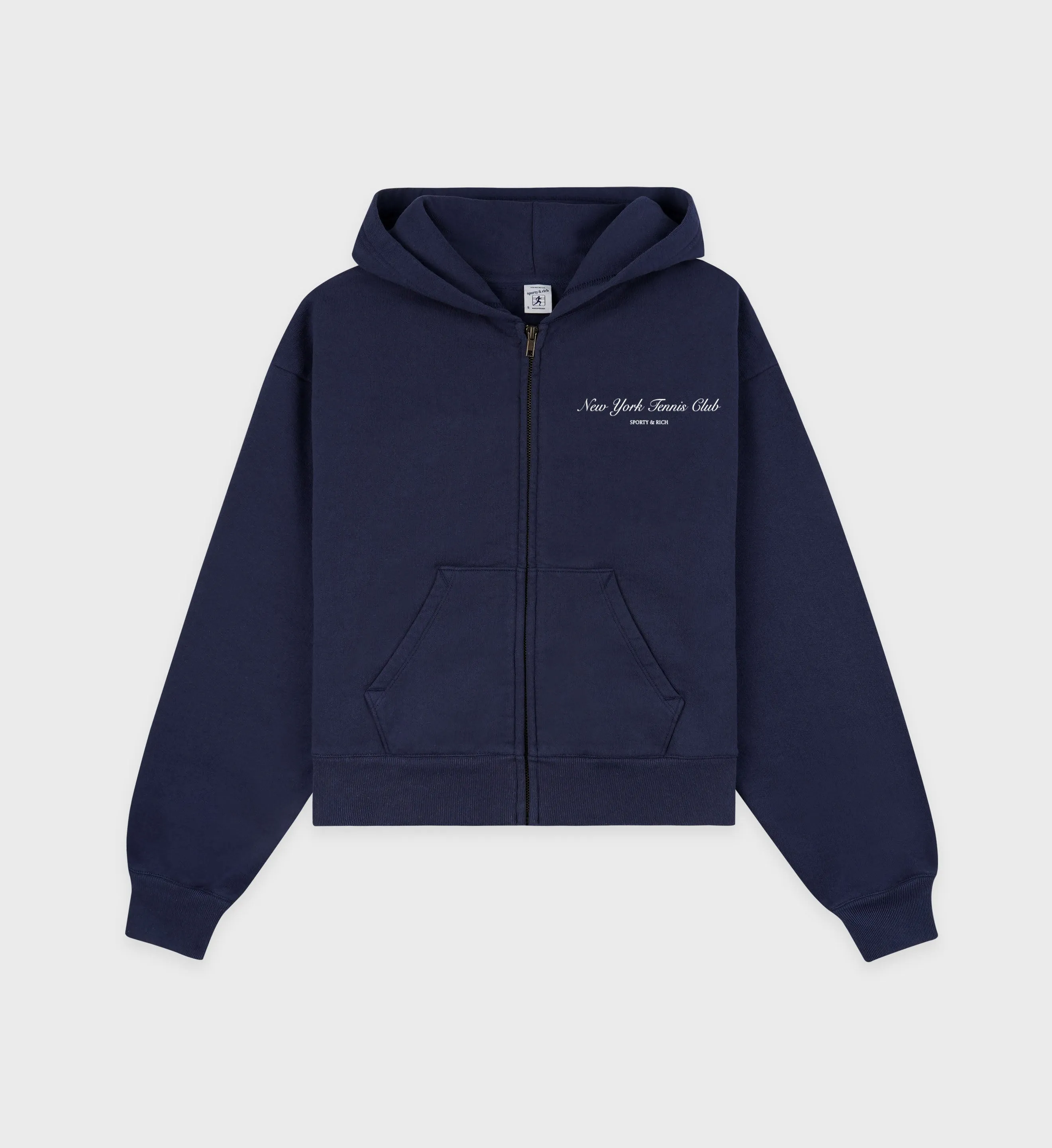 NY Tennis Club Cropped Zip Hoodie - Navy sold by Sporty and Rich