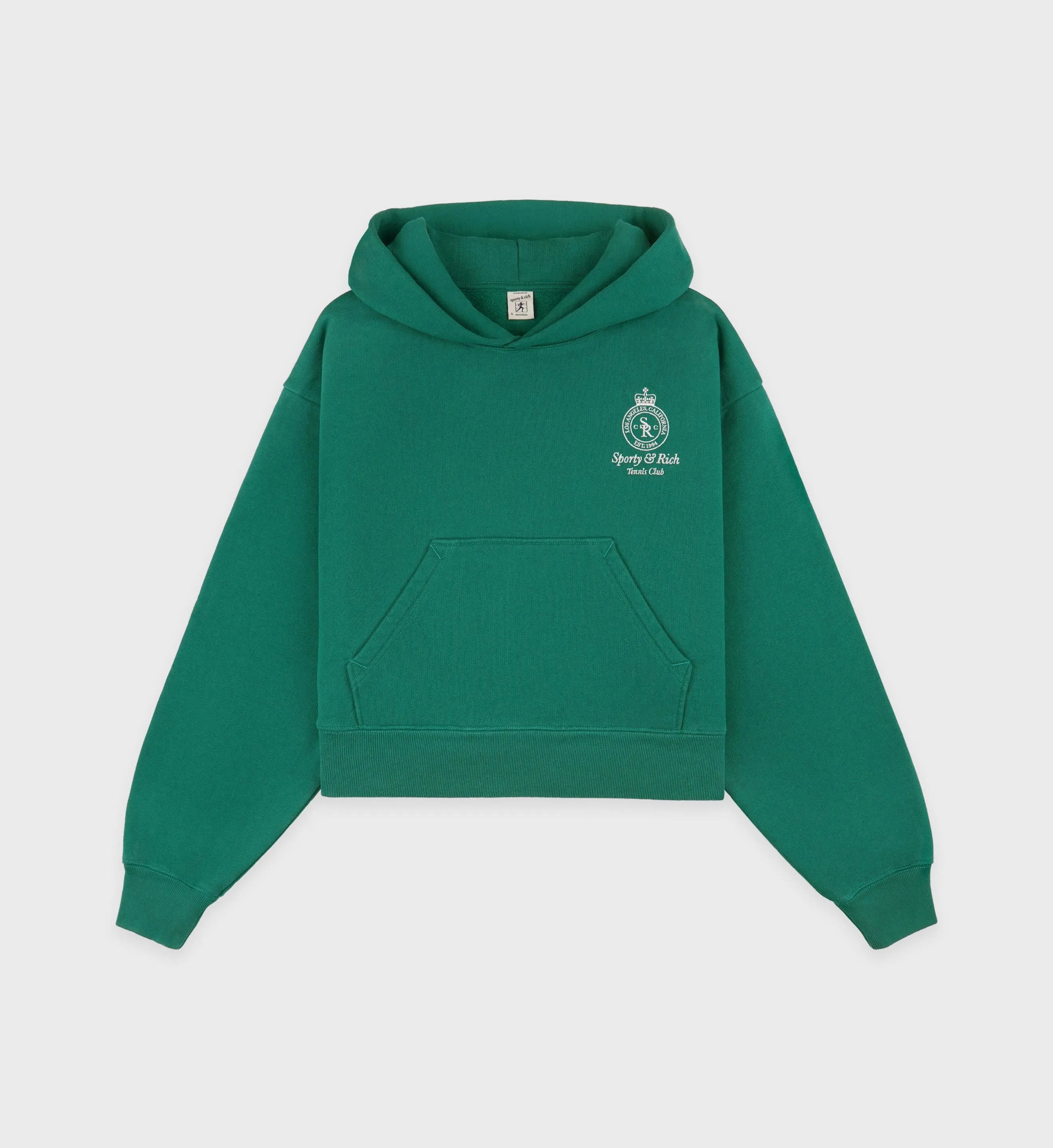 Crown Tennis Cropped Hoodie - Alpine/White sold by Sporty and Rich