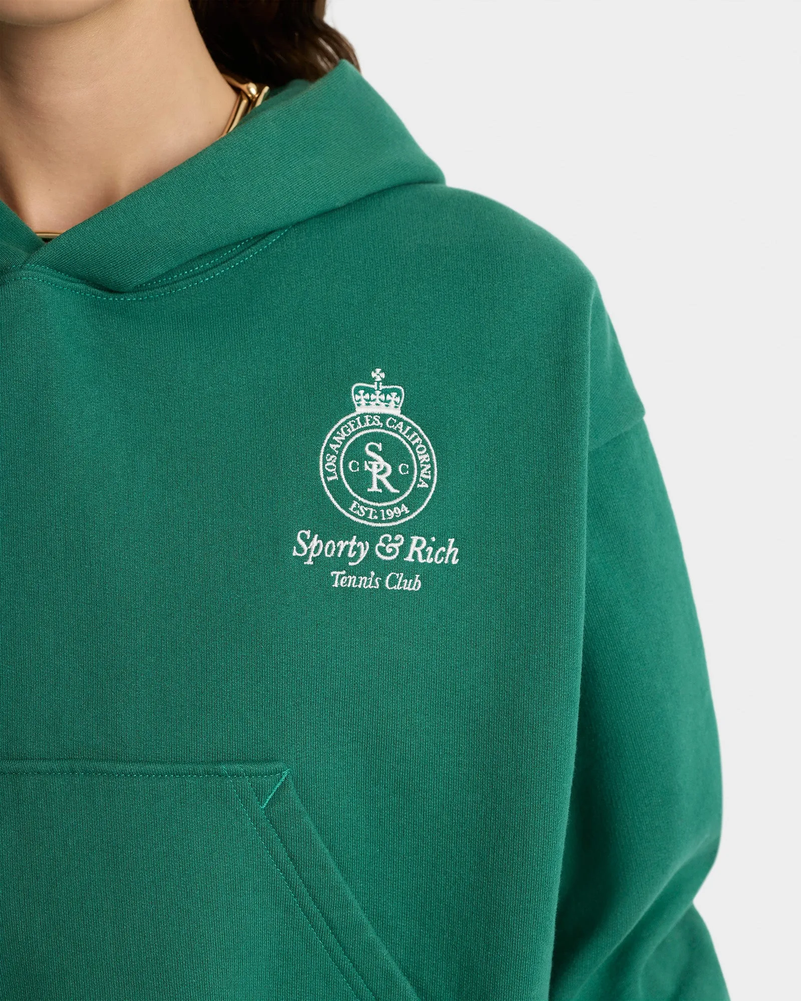Crown Tennis Cropped Hoodie - Alpine/White sold by Sporty and Rich product image thumbnail 5