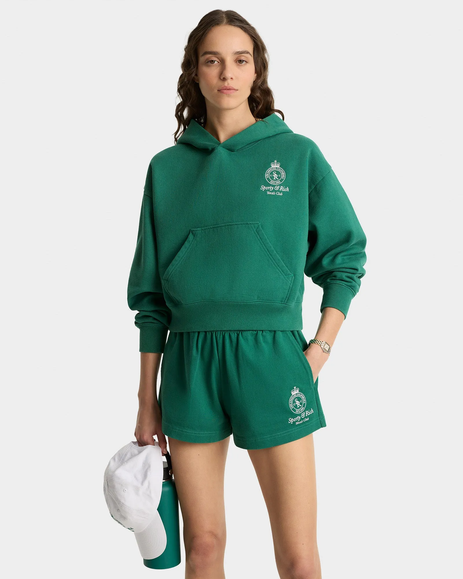 Crown Tennis Cropped Hoodie - Alpine/White sold by Sporty and Rich product image thumbnail 4