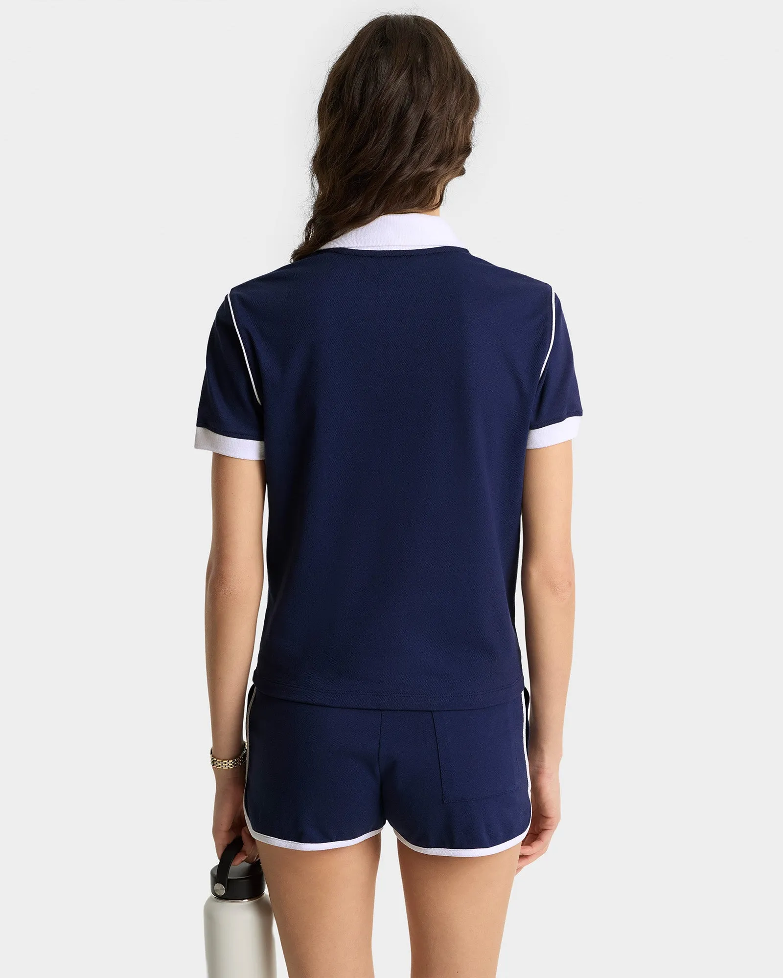 Crown 70s Pique Polo - Navy/White sold by Sporty and Rich product image thumbnail 5
