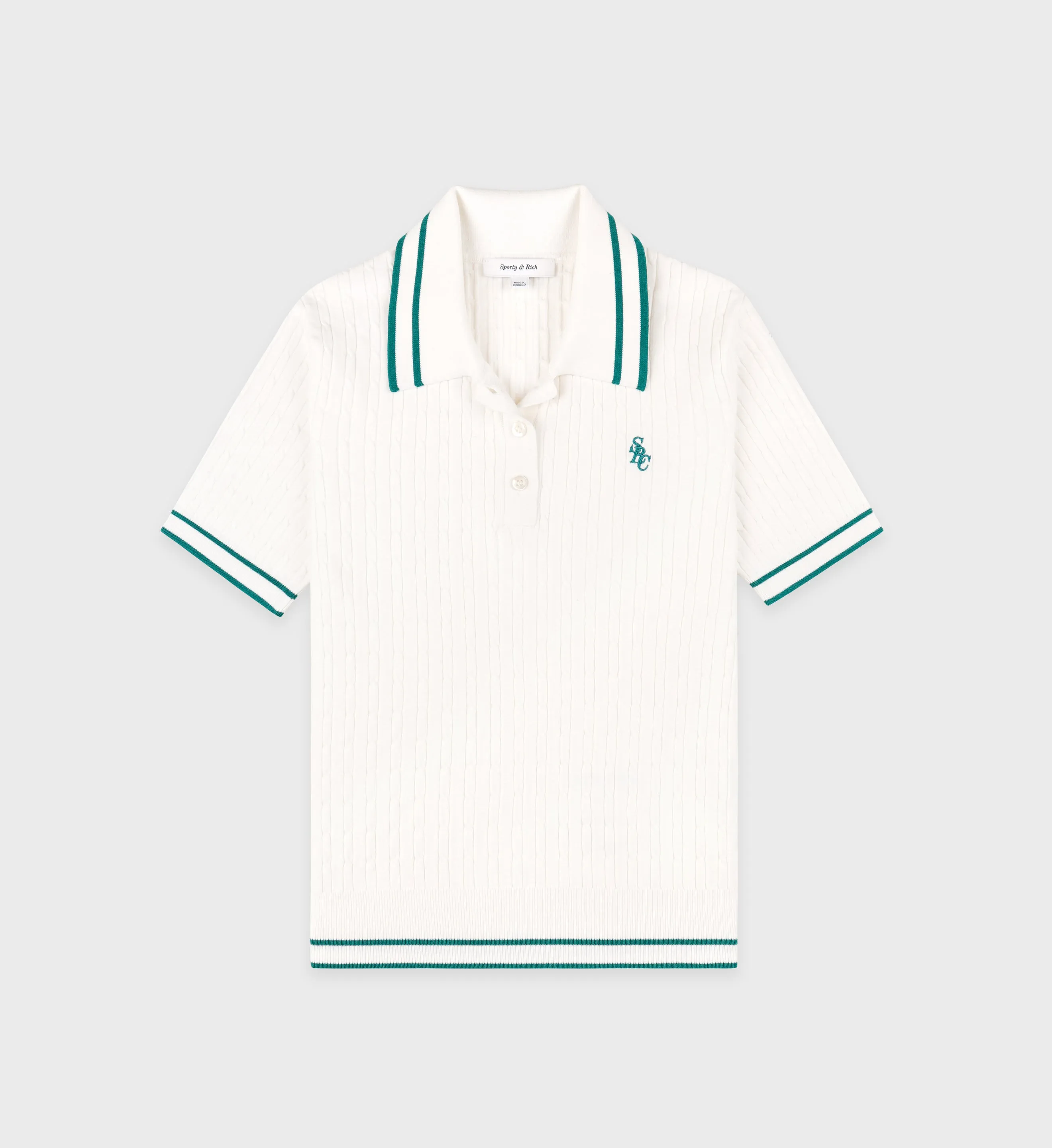 SRC Mini Cable Polo - White/Alpine sold by Sporty and Rich