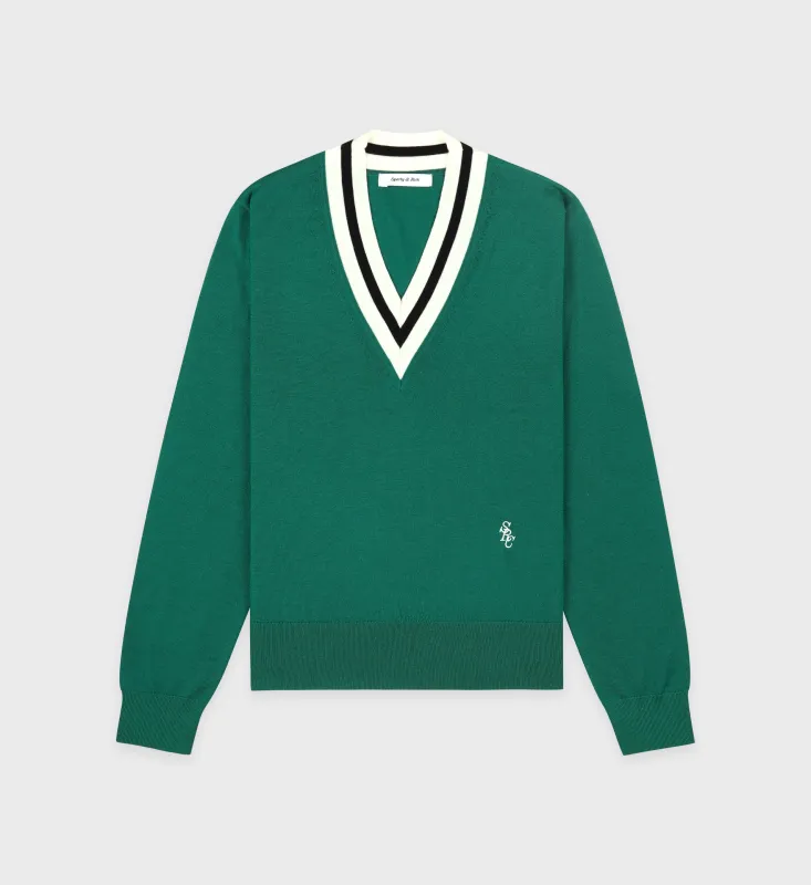 SRC Minimalist V-Neck Sweater - Alpine/Navy/Off White sold by Sporty and Rich