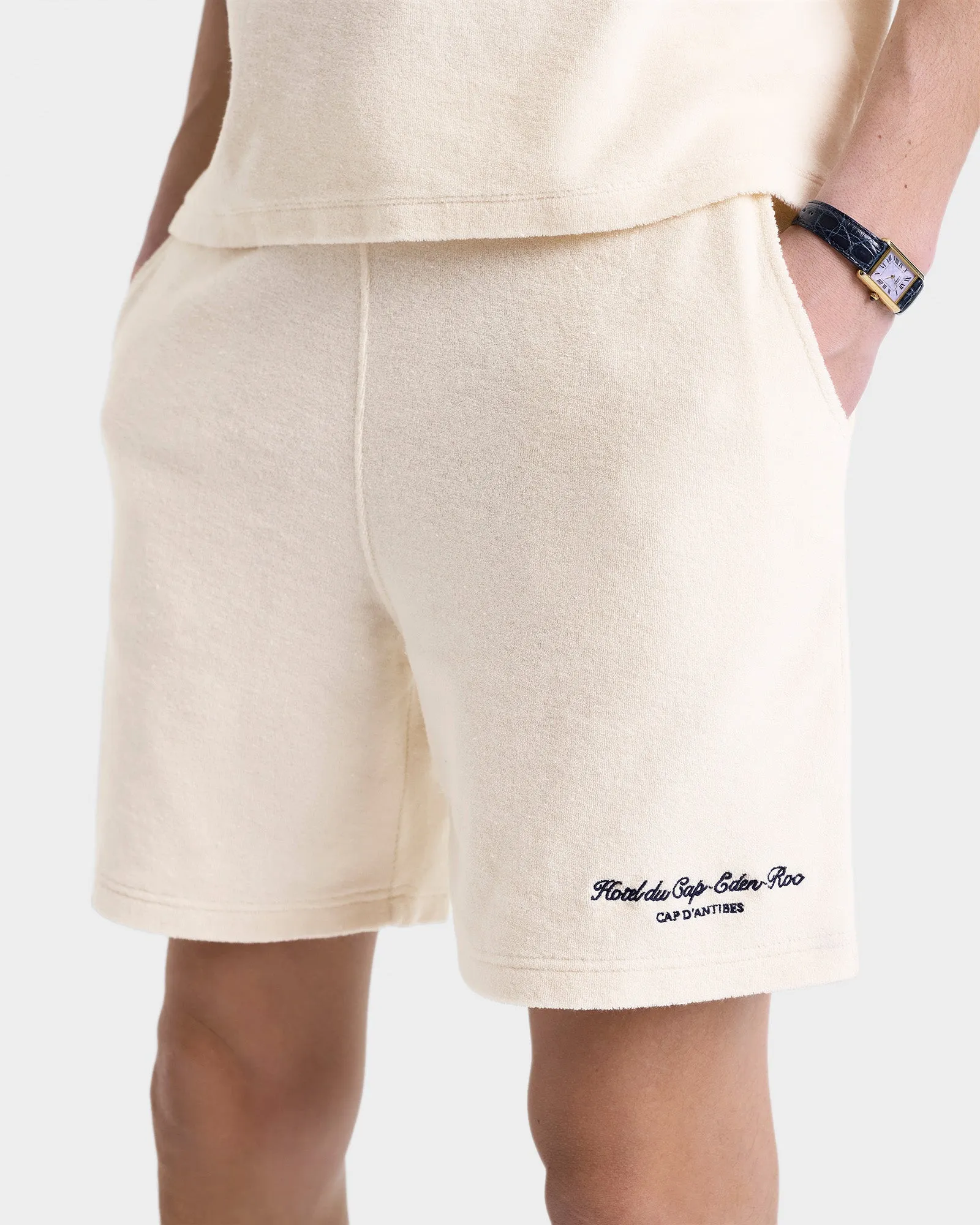 Eden Script Terry Short - Cream/Navy sold by Sporty and Rich product image thumbnail 4