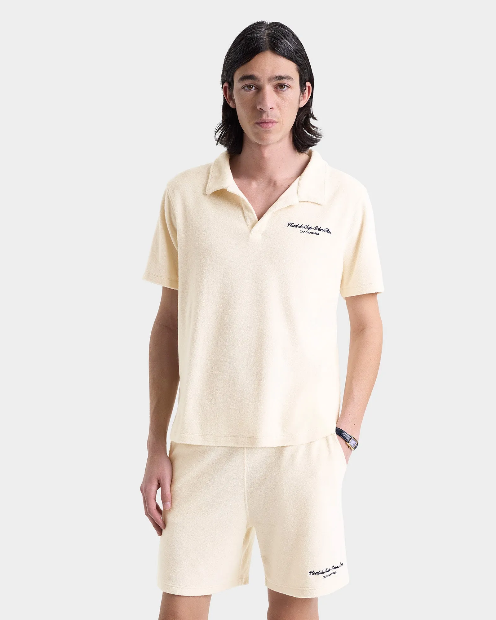 Eden Script Terry Short - Cream/Navy sold by Sporty and Rich product image thumbnail 3