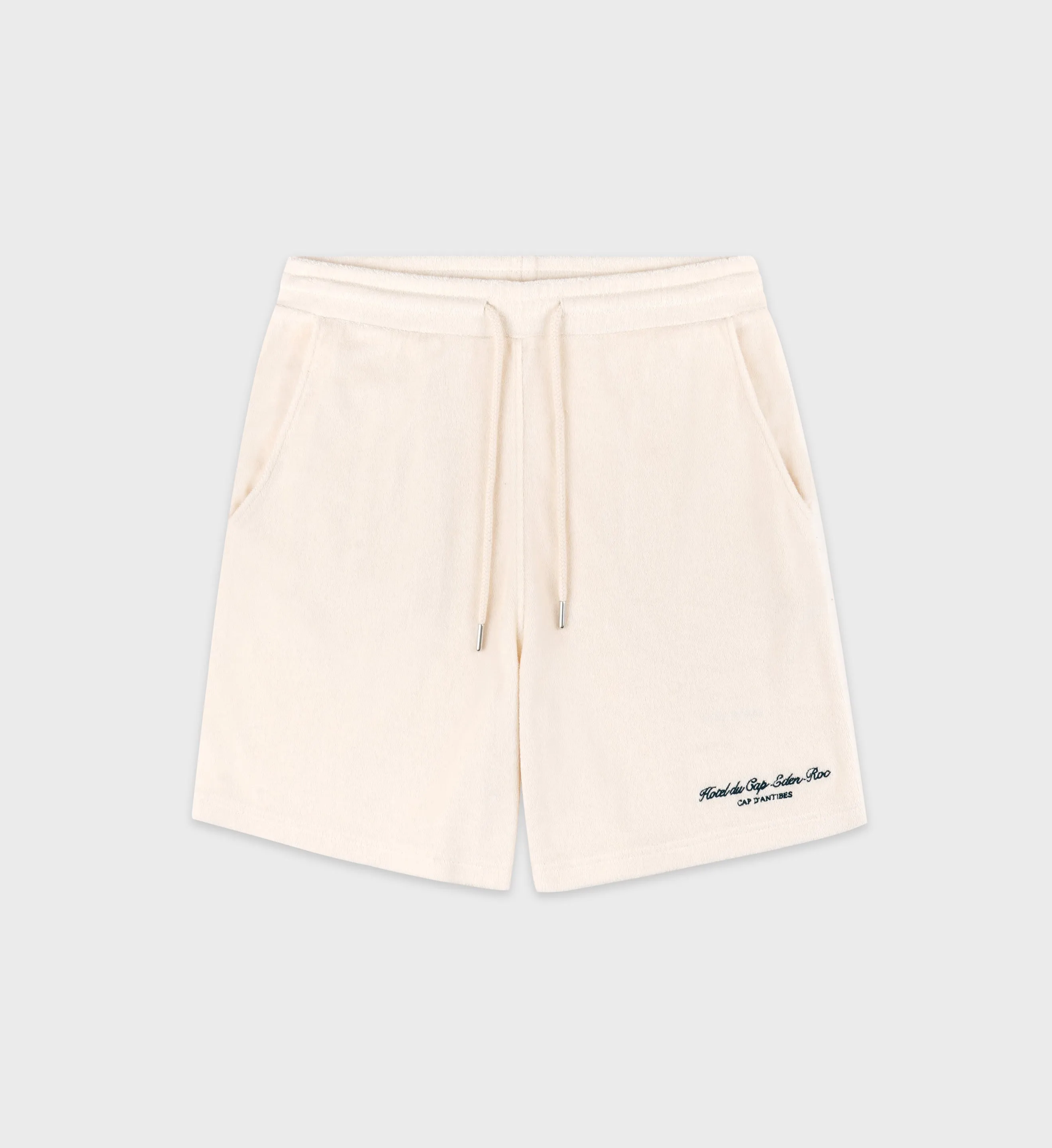 Eden Script Terry Short - Cream/Navy sold by Sporty and Rich