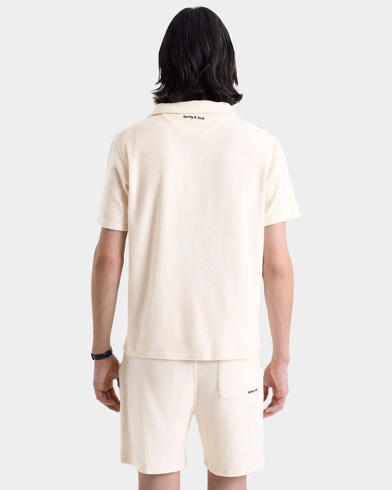 Eden Script Terry Short - Cream/Navy sold by Sporty and Rich product image thumbnail 5