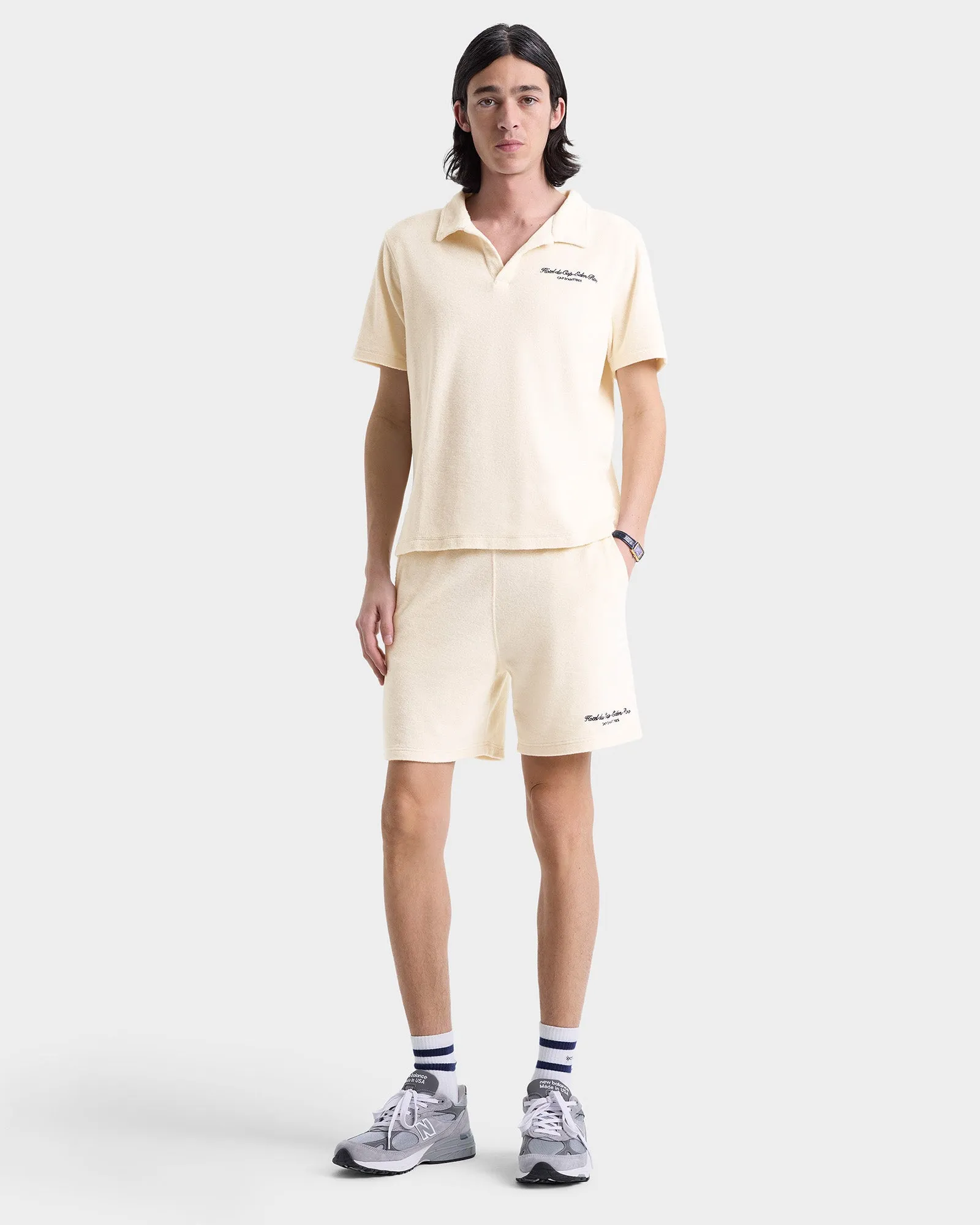 Eden Script Terry Short - Cream/Navy sold by Sporty and Rich product image thumbnail 2