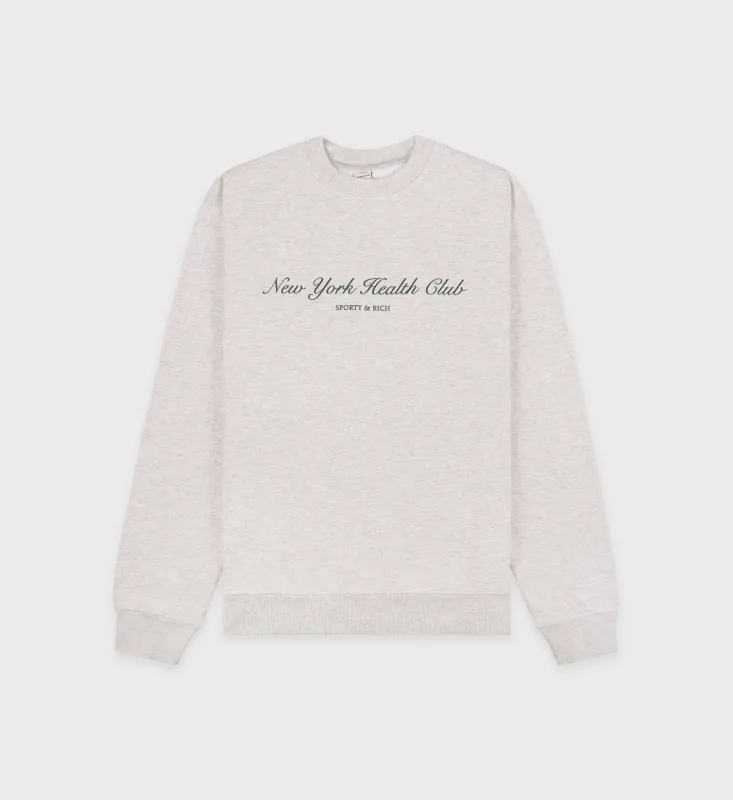 NY Health Club Crewneck - Heather Gray/Forest sold by Sporty and Rich