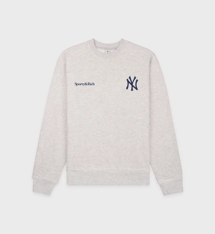 Champions Crewneck - Heather Gray/Sports Red/Navy sold by Sporty and Rich