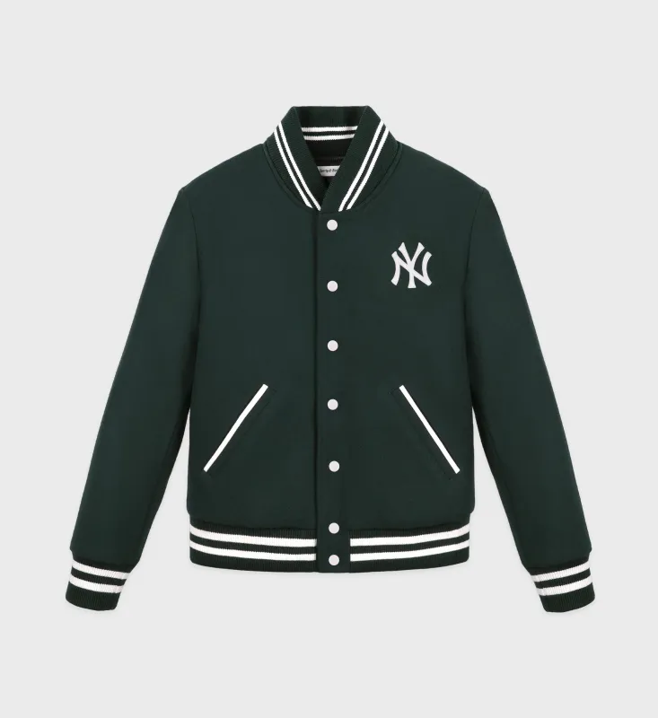 Yankees Serif Varsity Jacket - Forest/White sold by Sporty and Rich