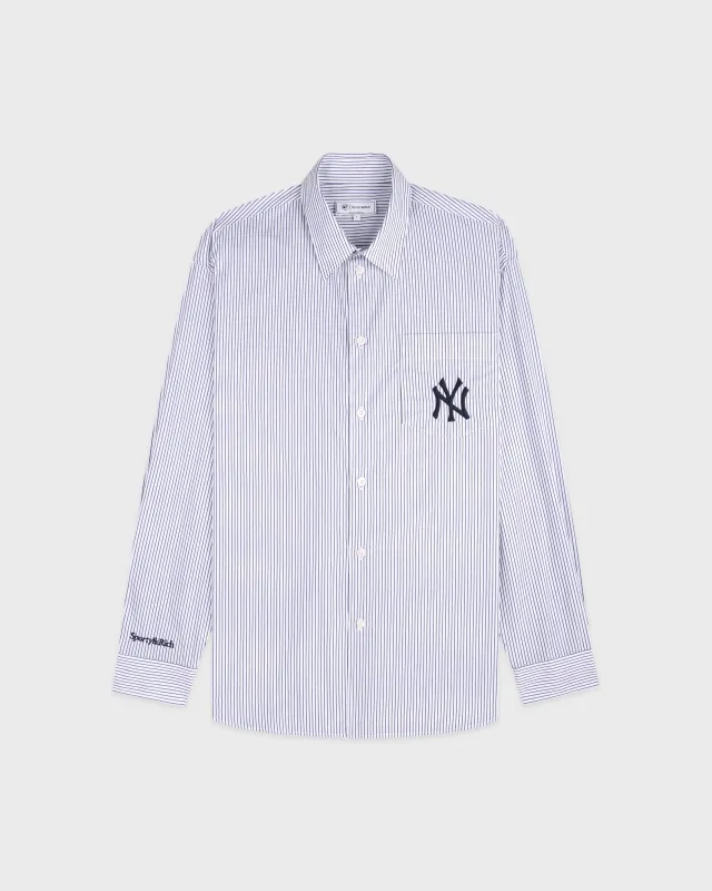 Yankees Serif Oversized Shirt - Navy Striped sold by Sporty and Rich