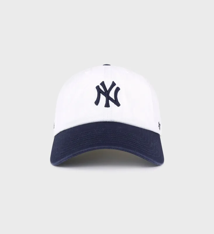 Yankees Serif Hat - White/Navy sold by Sporty and Rich