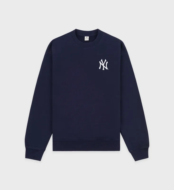 Yankees Serif Crewneck - Navy/White sold by Sporty and Rich